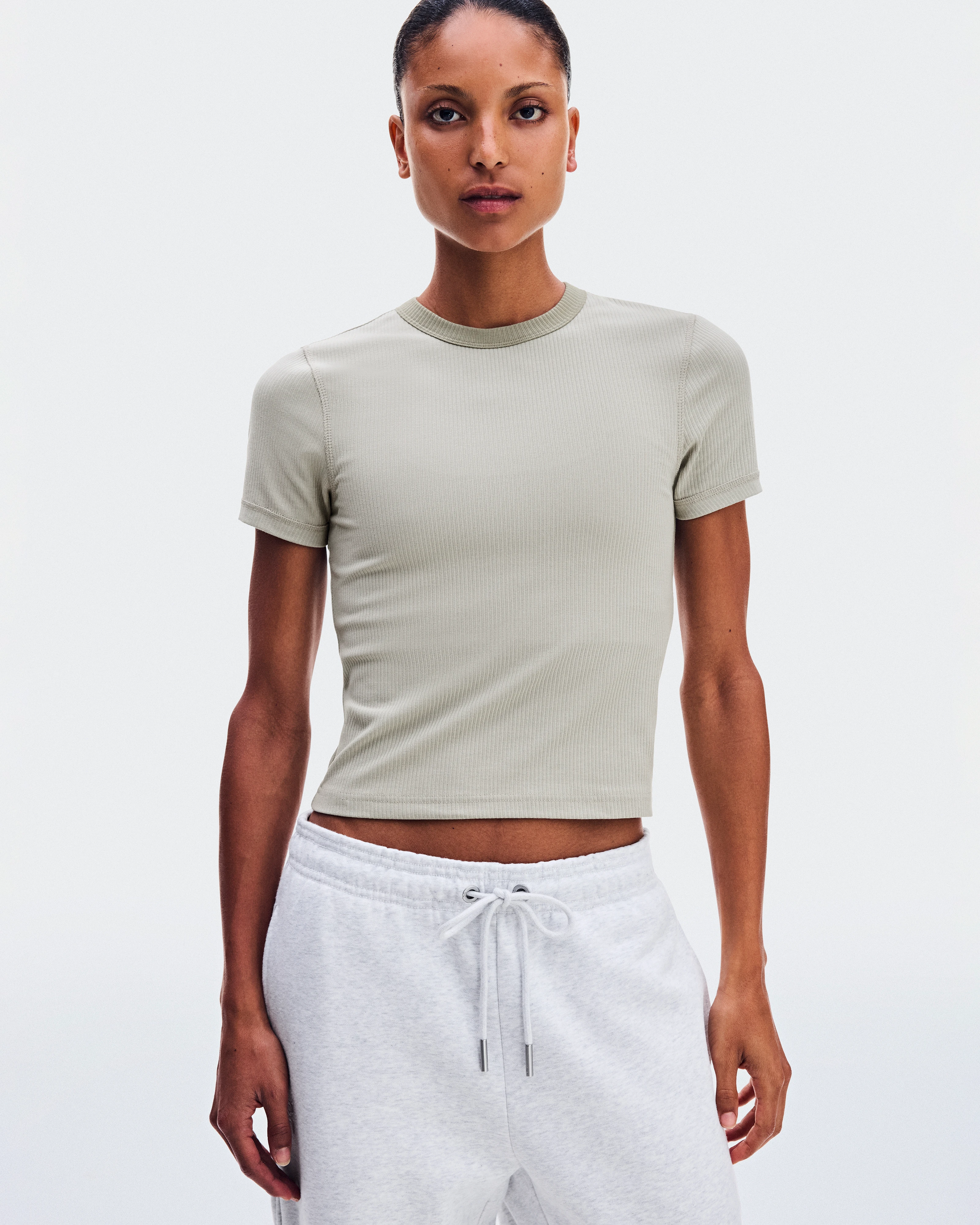 On All-Day Ribbed T-Shirt Brume Feminino Partes de cima e camisetas
