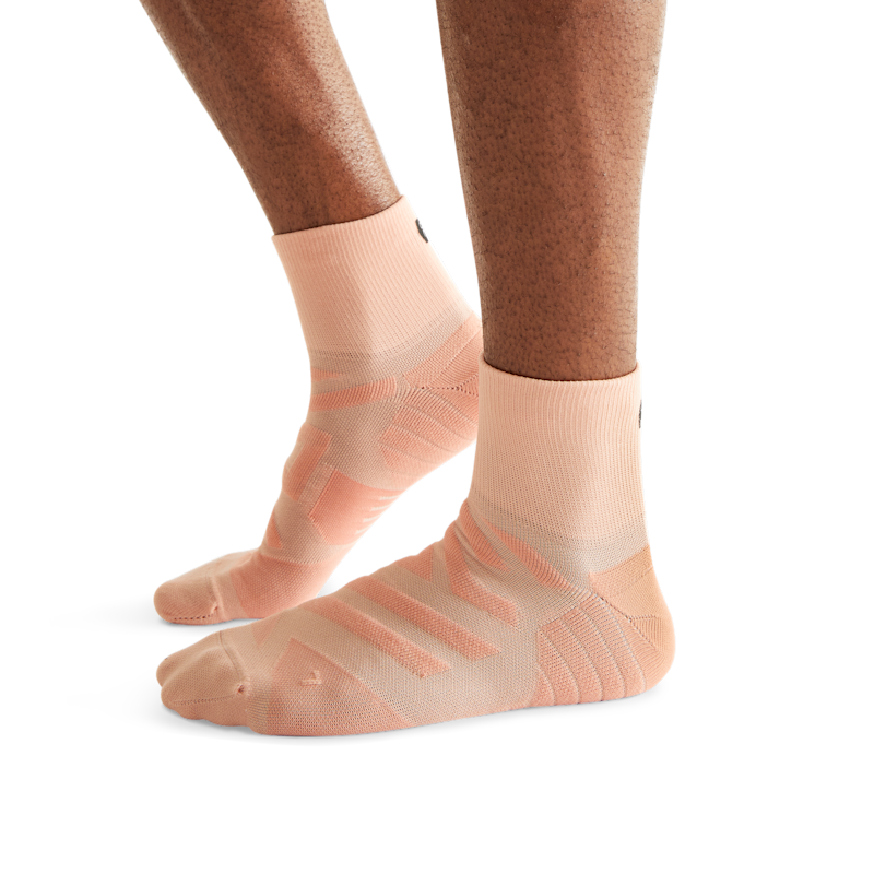 On Men's Performance Mid Sock in Rose/Flamingo, Size: 7-8, Polyamide