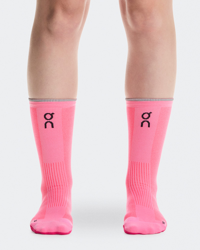 On Elite Run Sock High in Raspberry/Pink, Size: M 10-11.5, Polyamide Polyester