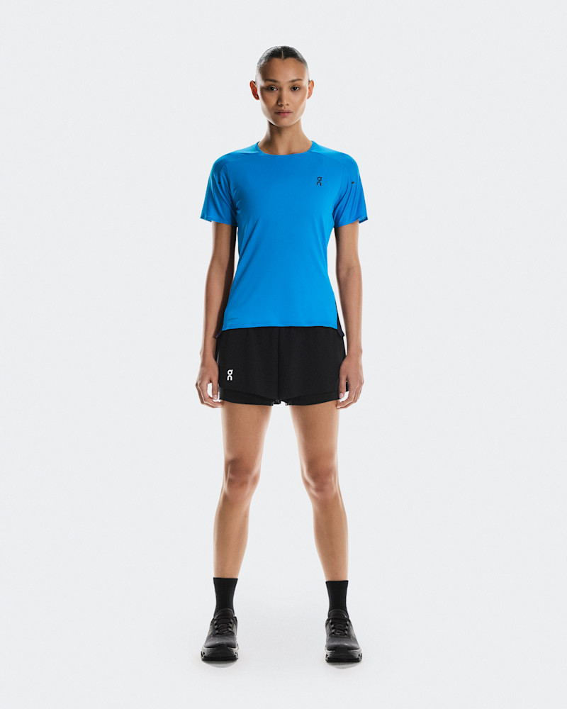 On Women's Performance-T Short-Sleeve Shirt in Malibu/Navy, Size: XS, Polyester