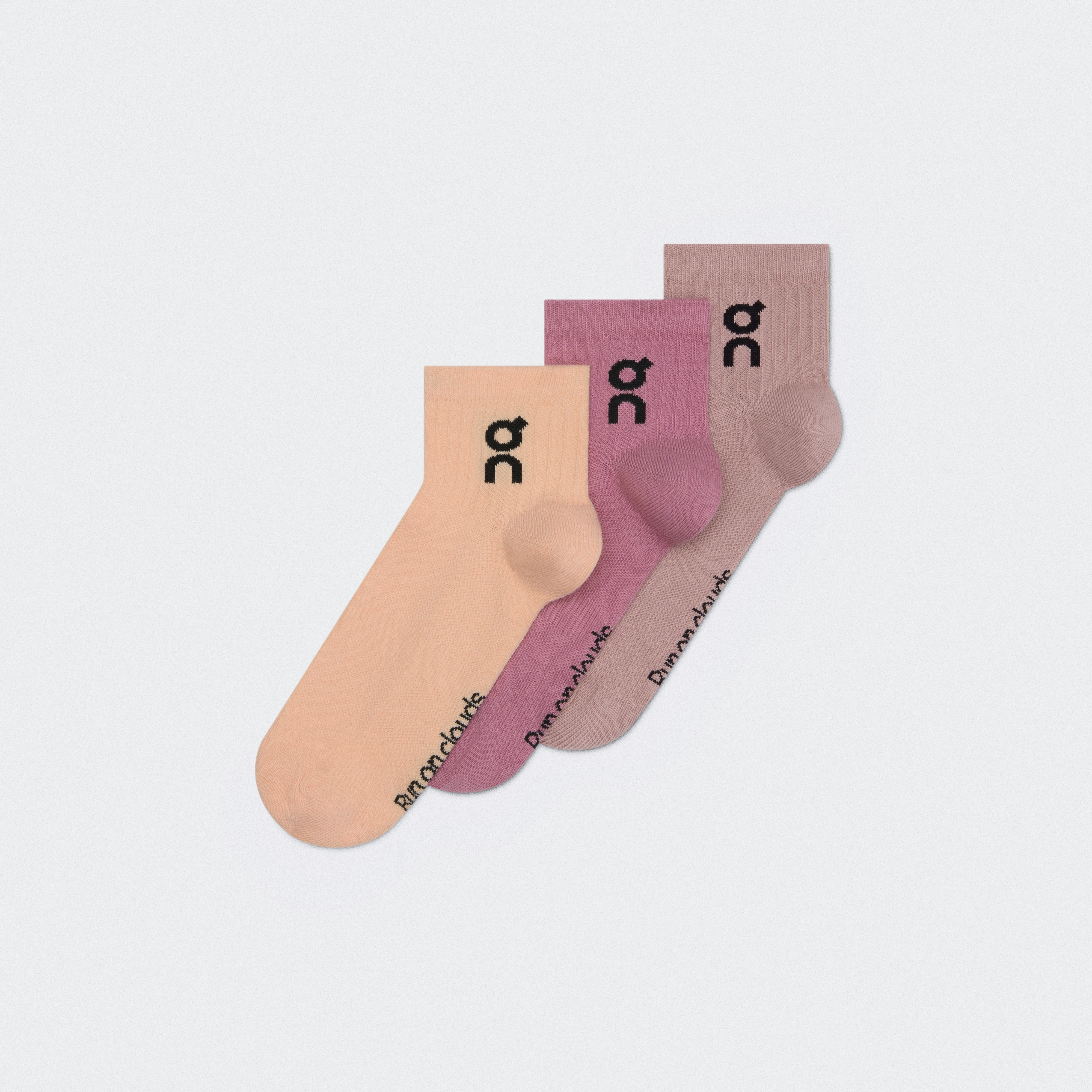 On Logo Sock Mid 3P Sherbet & Rhodonite Unisex – All day, breathable, versatile Socks
