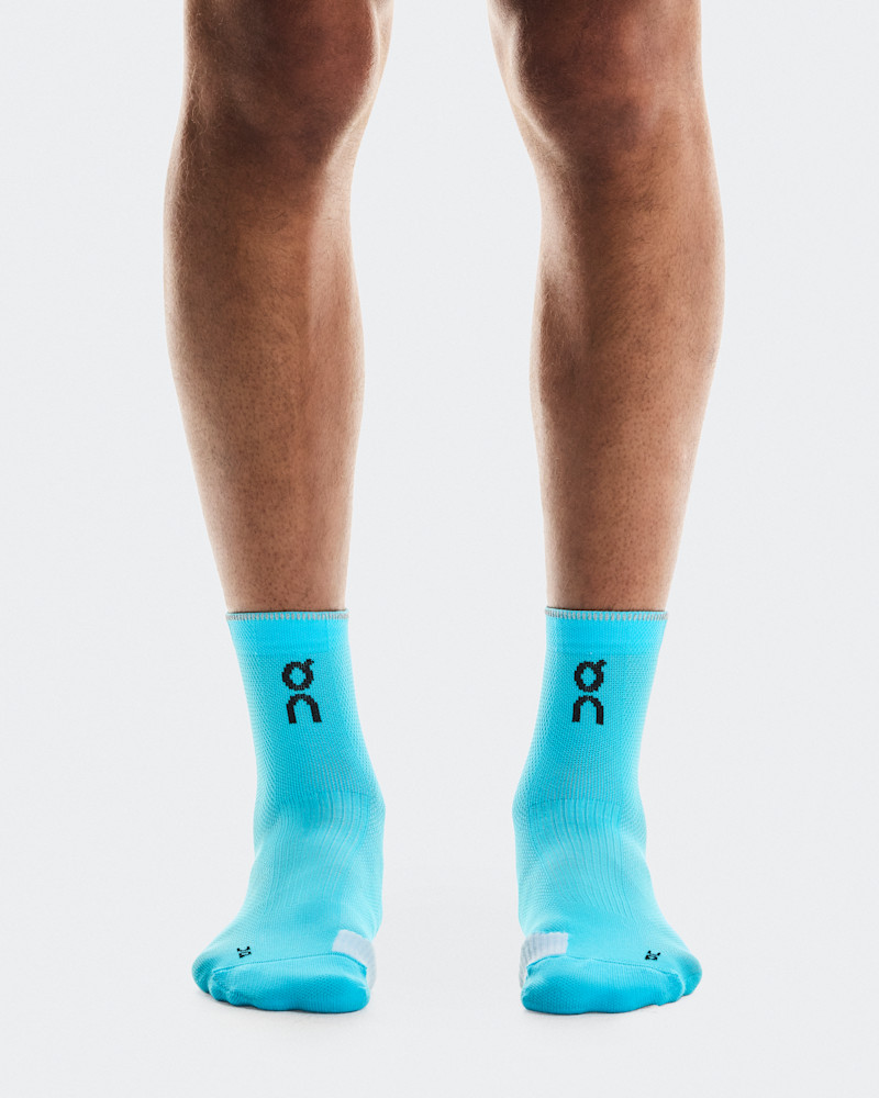 On Performance Run Sock Mid in Horizon/White, Size: W 8 - 10.5, M 7 9, Polyamide Polyester