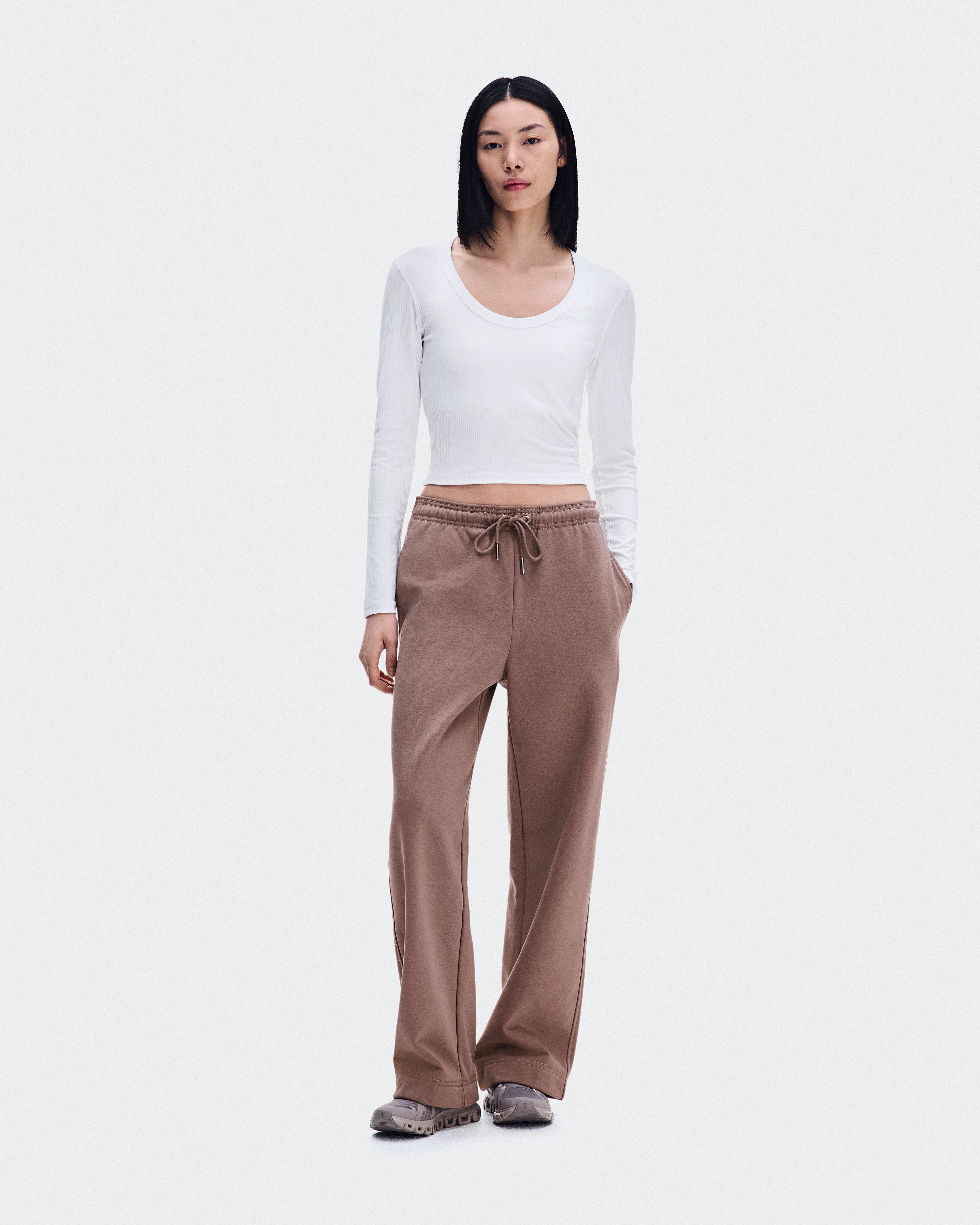 On All-Day Ribbed Long-T White Women Tops and t-shirts