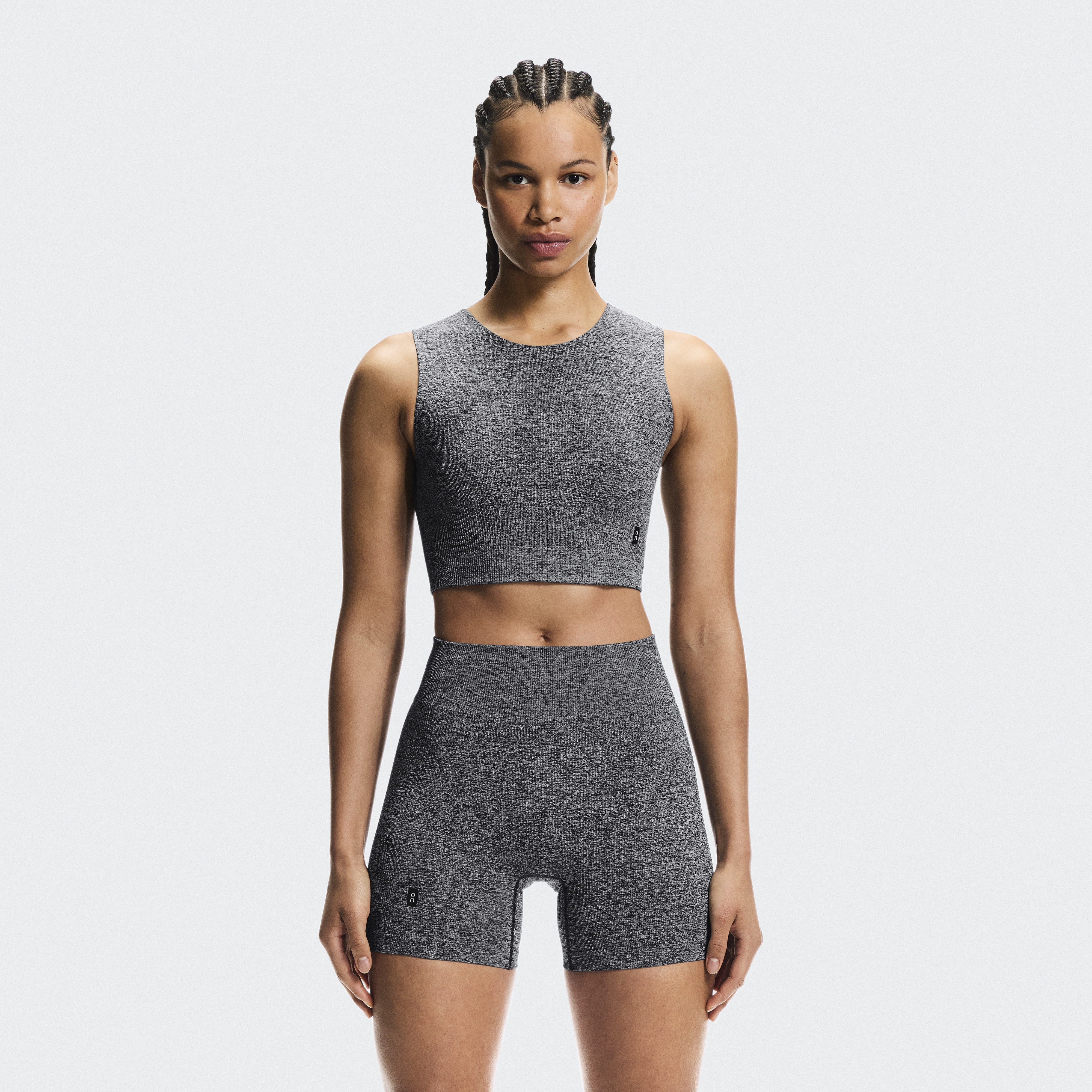 Studio Knit Crop Shirt in Graphite Heather