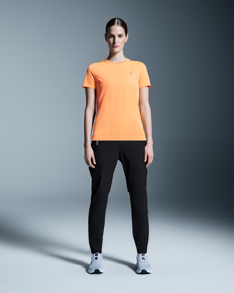 On Women's Core-T Short-Sleeve Shirt in Tangerine, Size: Medium, Polyester