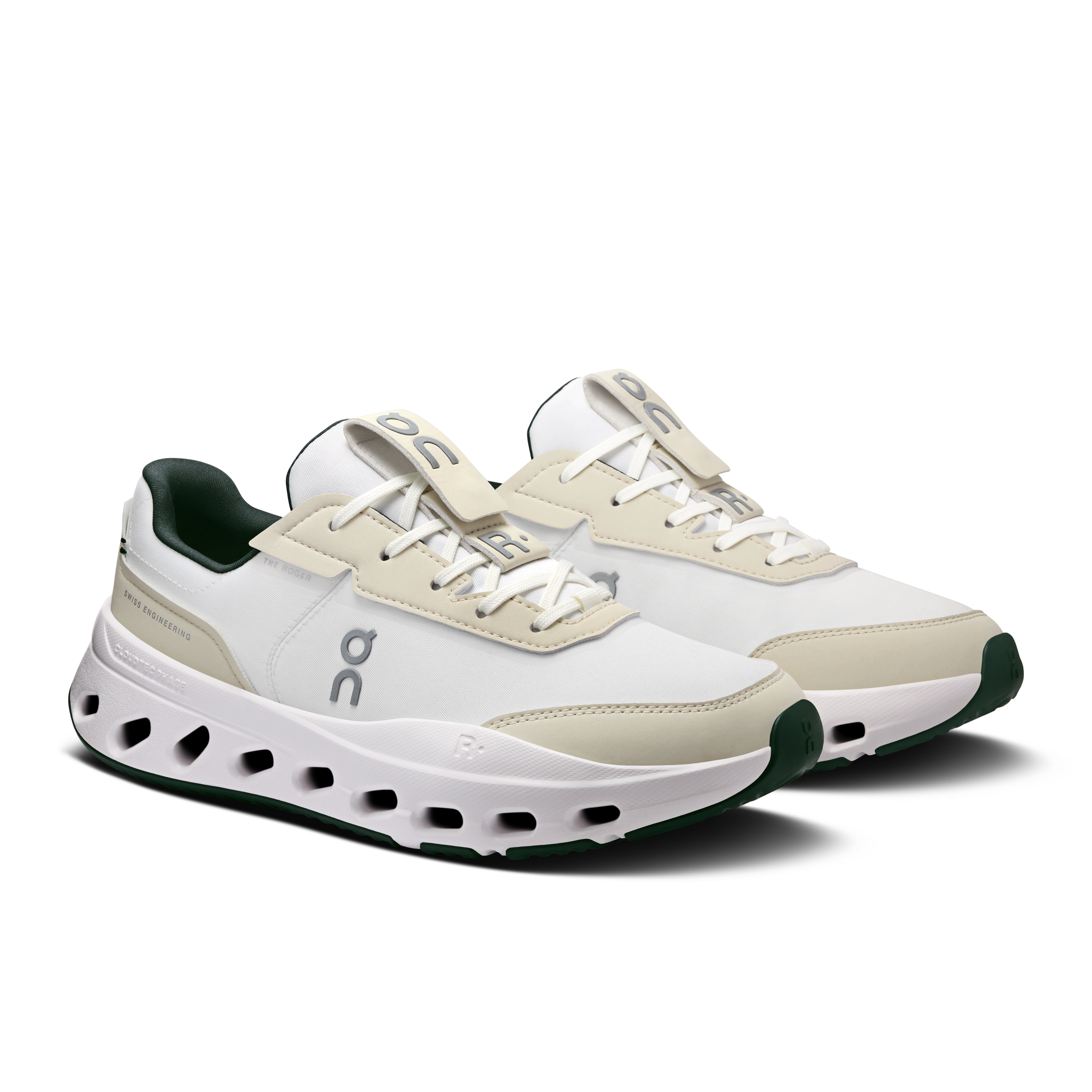 On THE ROGER Wildcard Ivory & Evergreen Women Tennis Shoes