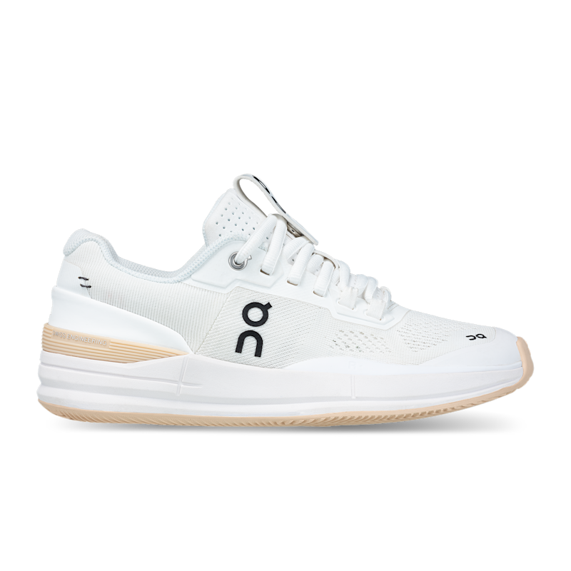 On Women's THE ROGER Pro Clay Tennis Shoe in White/Savannah, Size: 37.5, Recycled Polyester