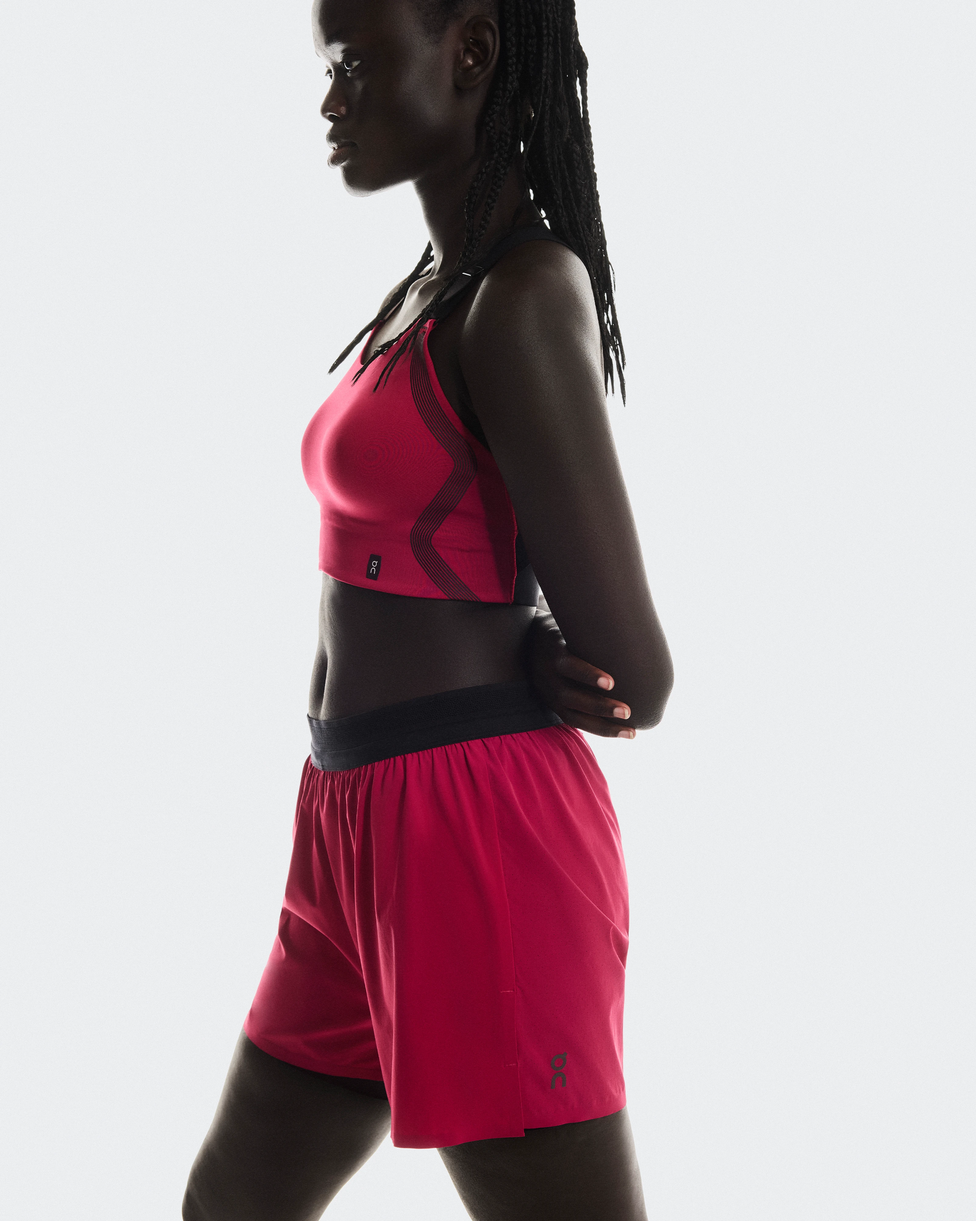 On 3" Performance 2/1 Shorts Grenadine & Black Women Shorts