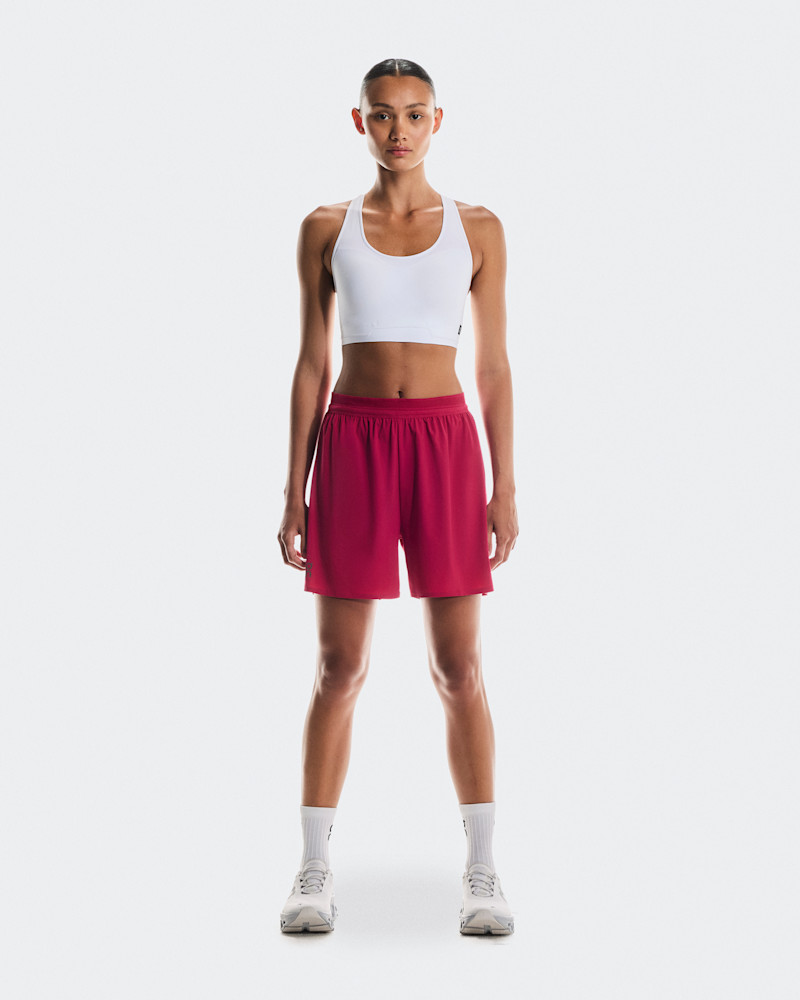 On Women's 5" Performance Shorts in Grenadine, Size: Medium, Polyamide/Polyester
