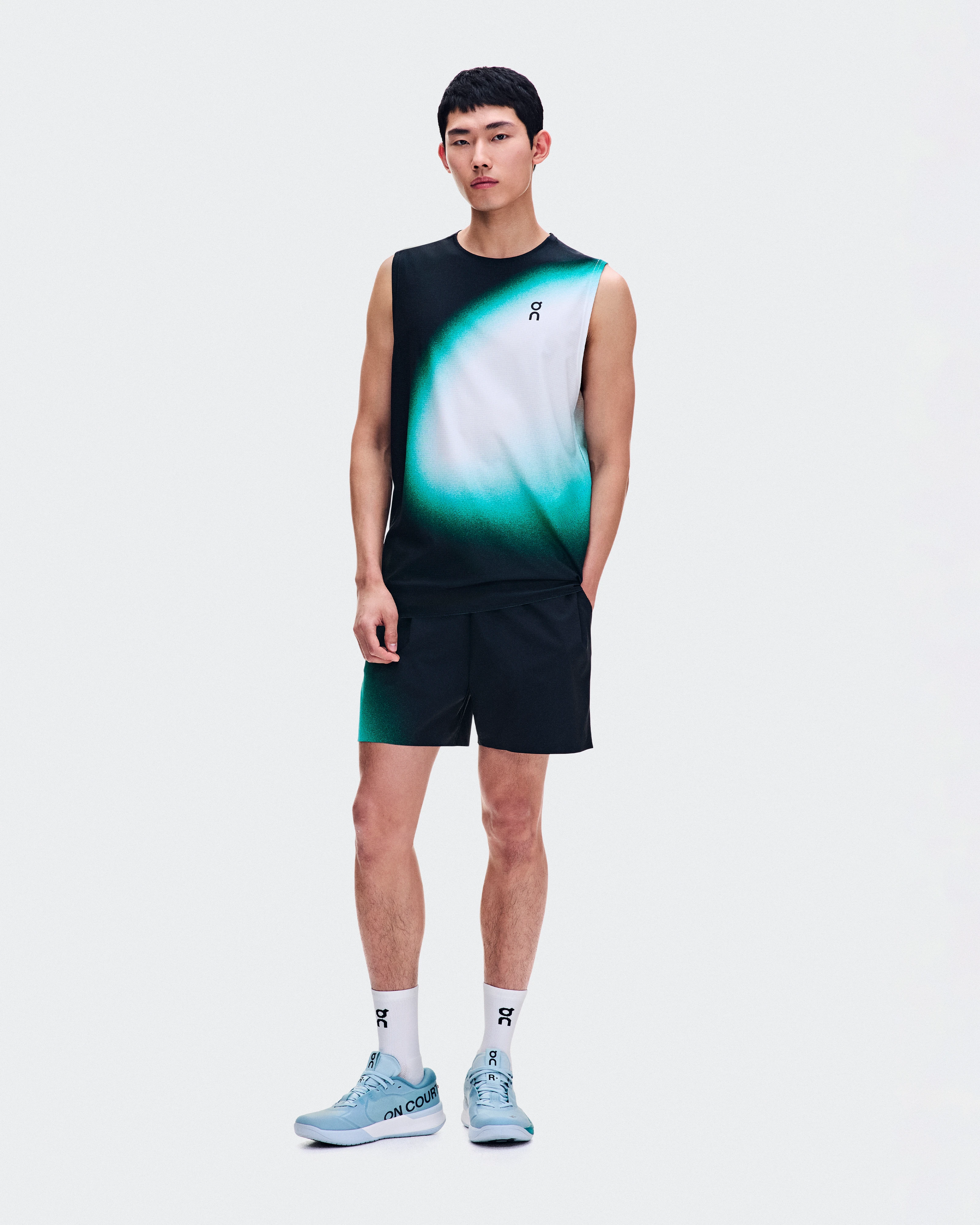 On Court Tank Swing Black & Neem Masculino Partes de cima e camisetas