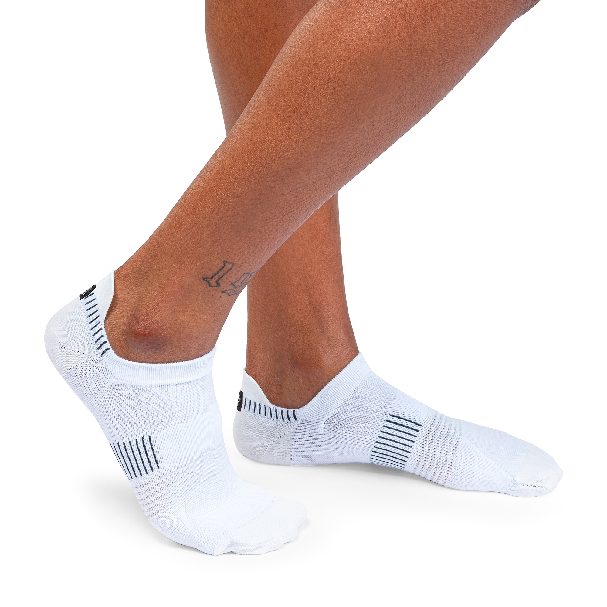 Women's Ultralight Low Sock, White & Black
