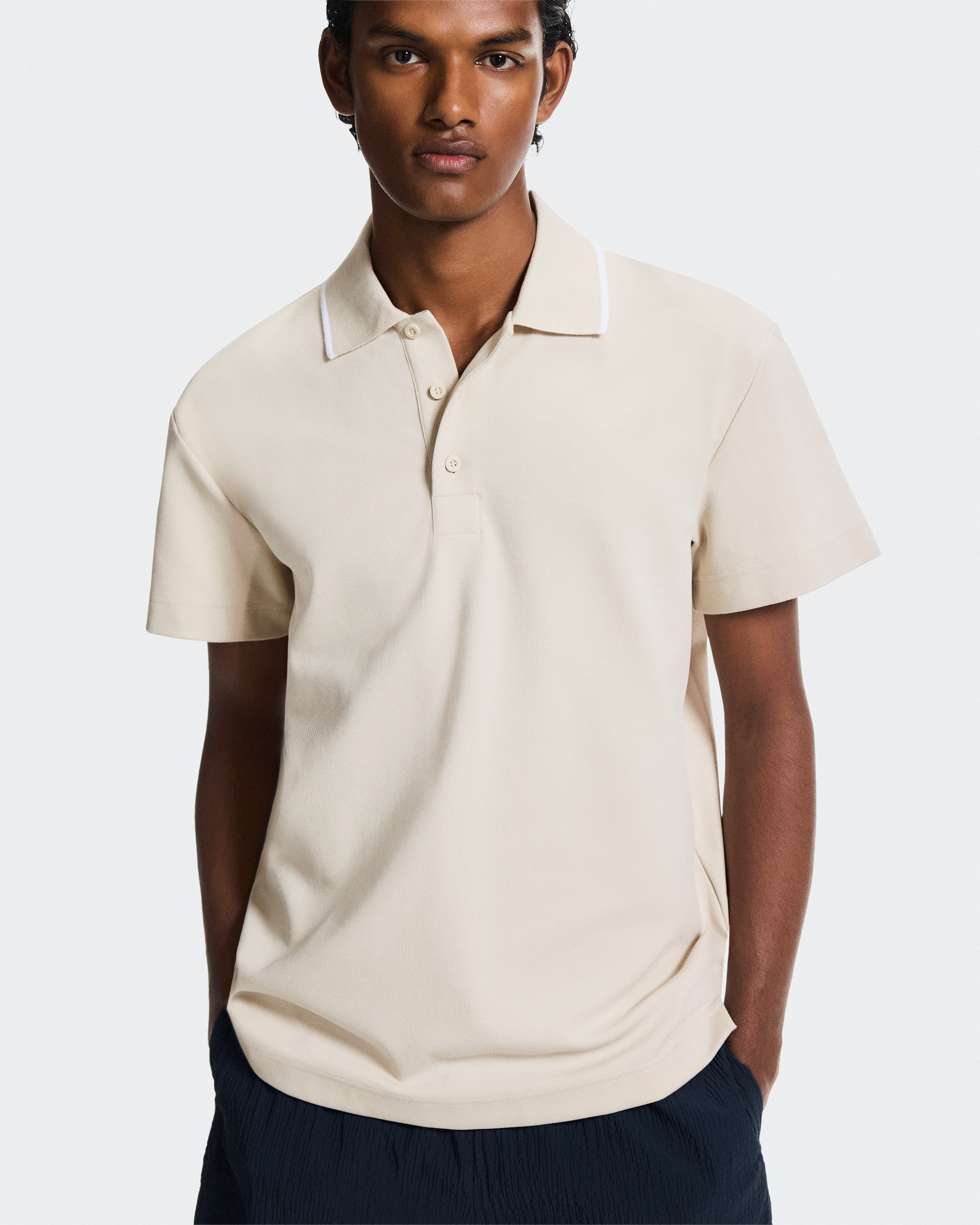 Courtside PoloMen / Sand | White / L