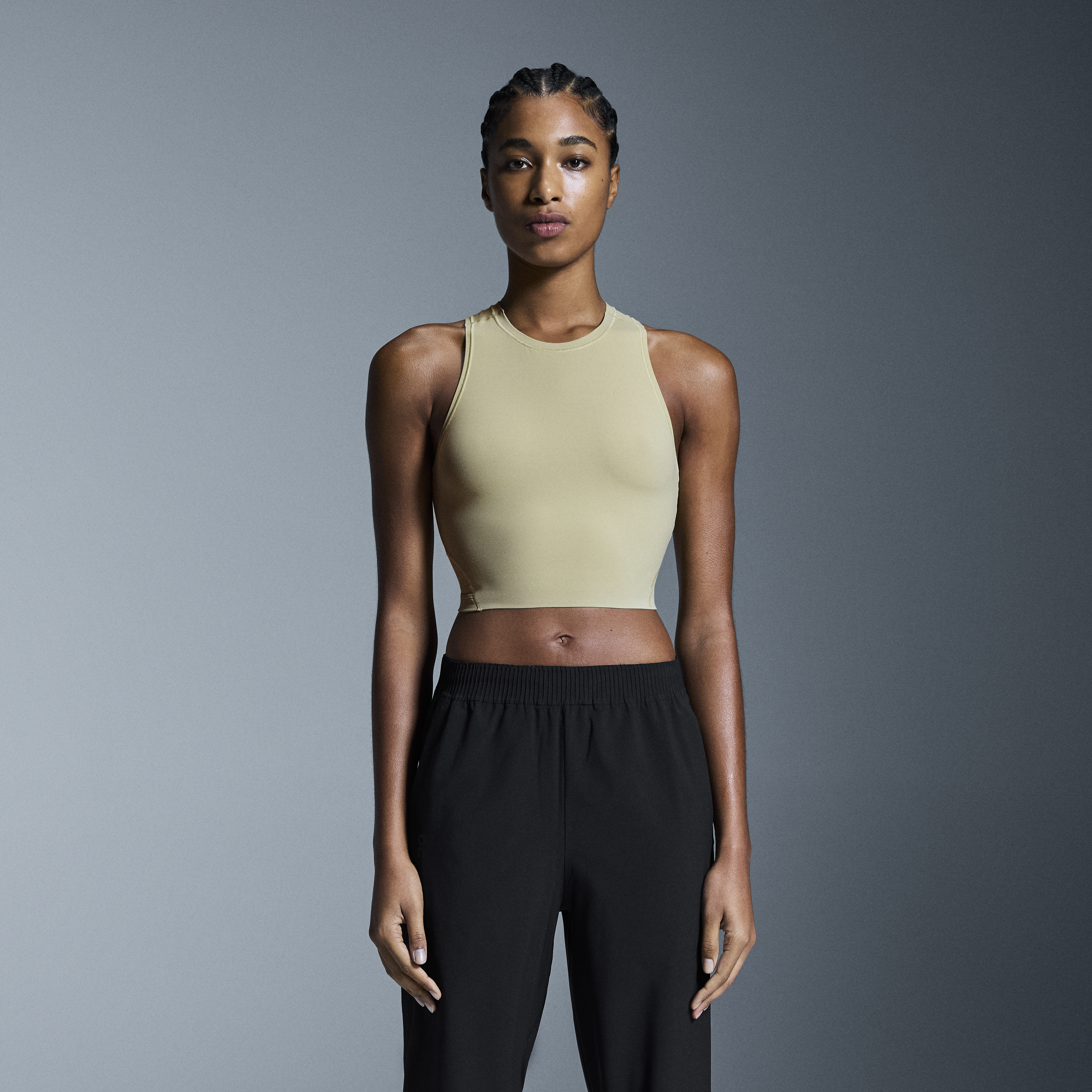 Studio Crop Tank in Caper