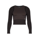 Studio Knit Long-T Crop Long-Sleeve Shirt in Pebble/Black