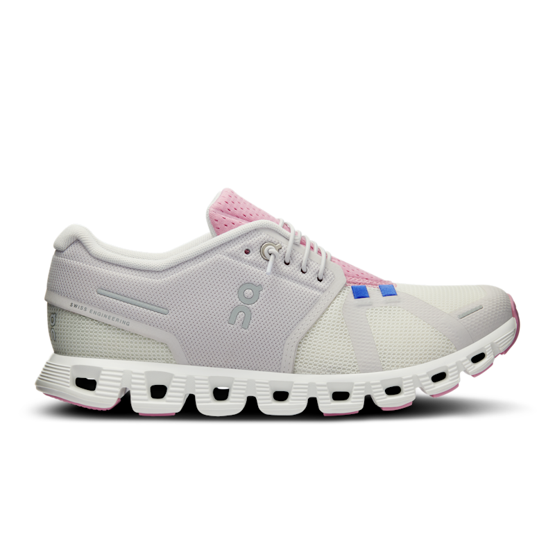 On Women's Cloud 5 Push Lifestyle Shoe in Ivory/Blossom, Size: 9, Recycled Polyester ️