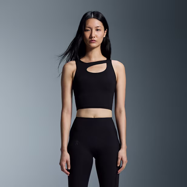 Studio Cut-Out Crop Shirt in Black