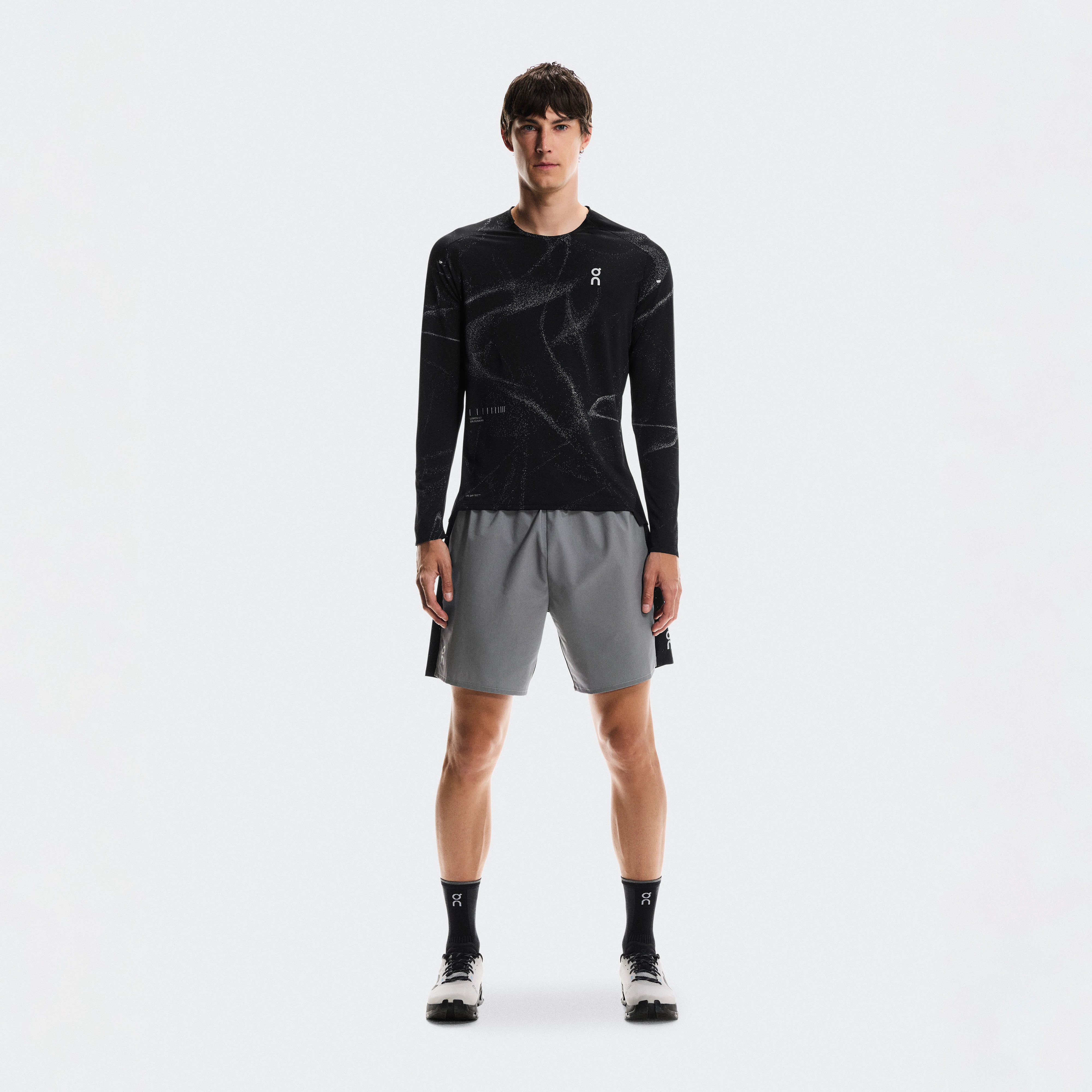 On Performance Shorts Lumos Grey Black Men Men – Road running, reflective details Shorts
