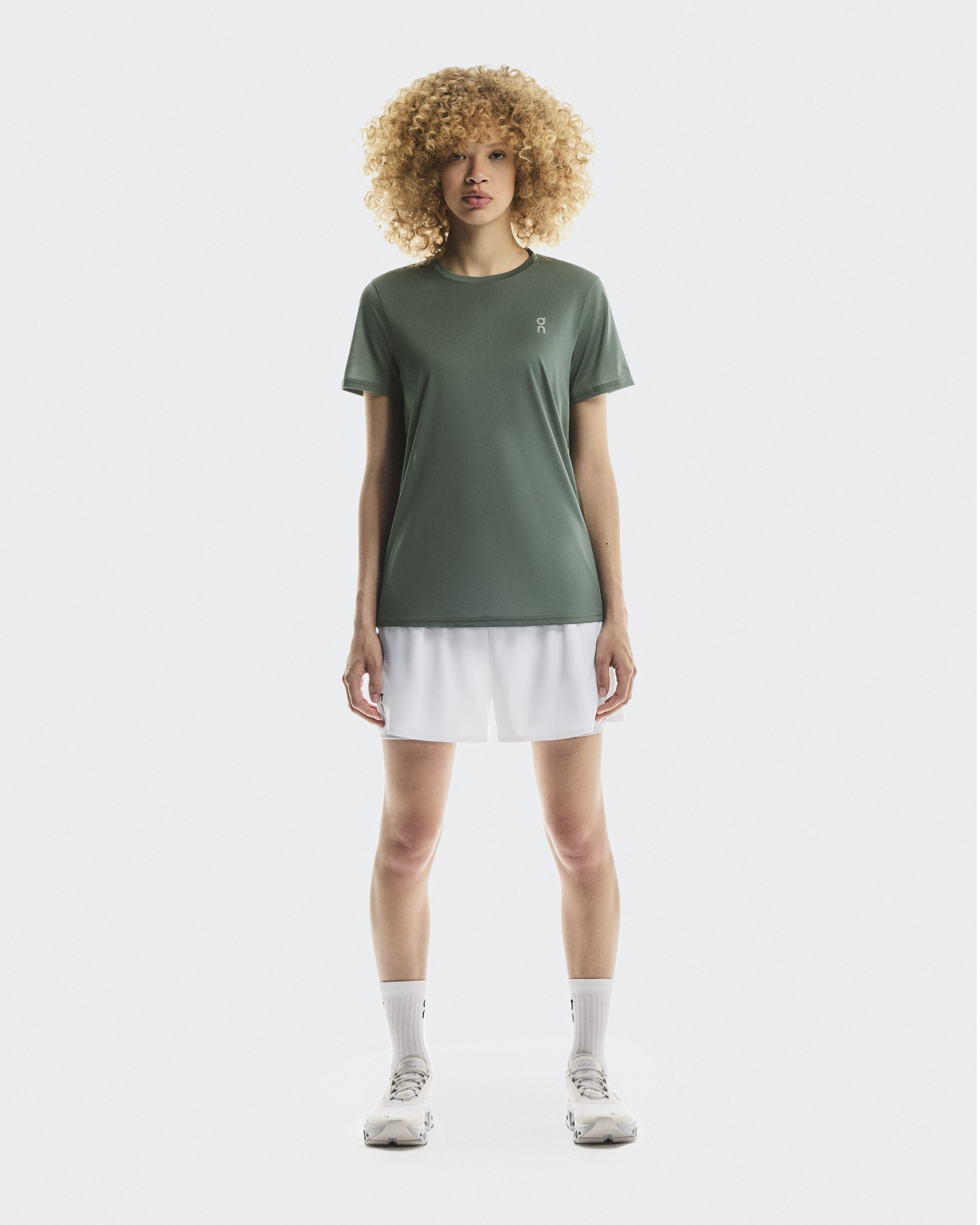 On Women's Core-T Short-Sleeve Shirt in Olive, Size: 2XL, Polyester