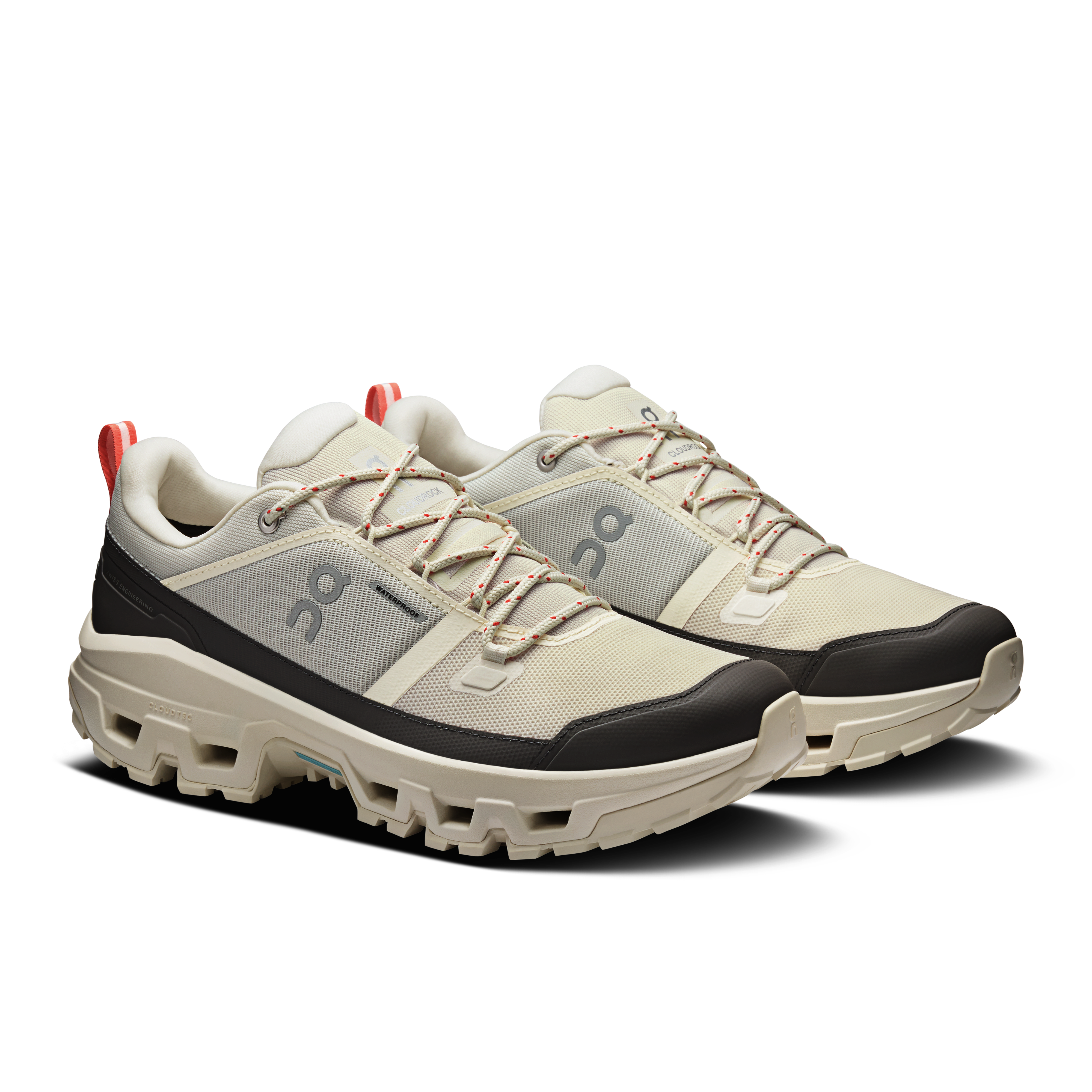 On Cloudrock Low Waterproof Ivory & Ivory Men Hiking Shoes