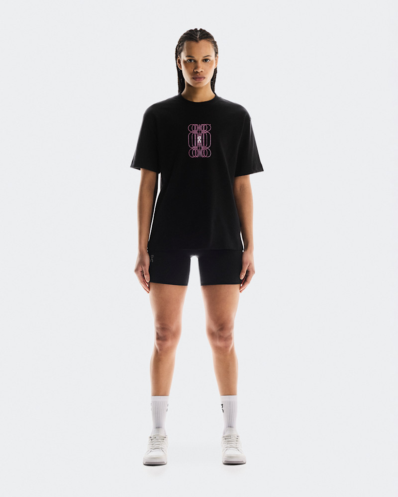 On Women's Club-T Graphic Short-Sleeve Shirt in Black/Malibu, Size: Small
