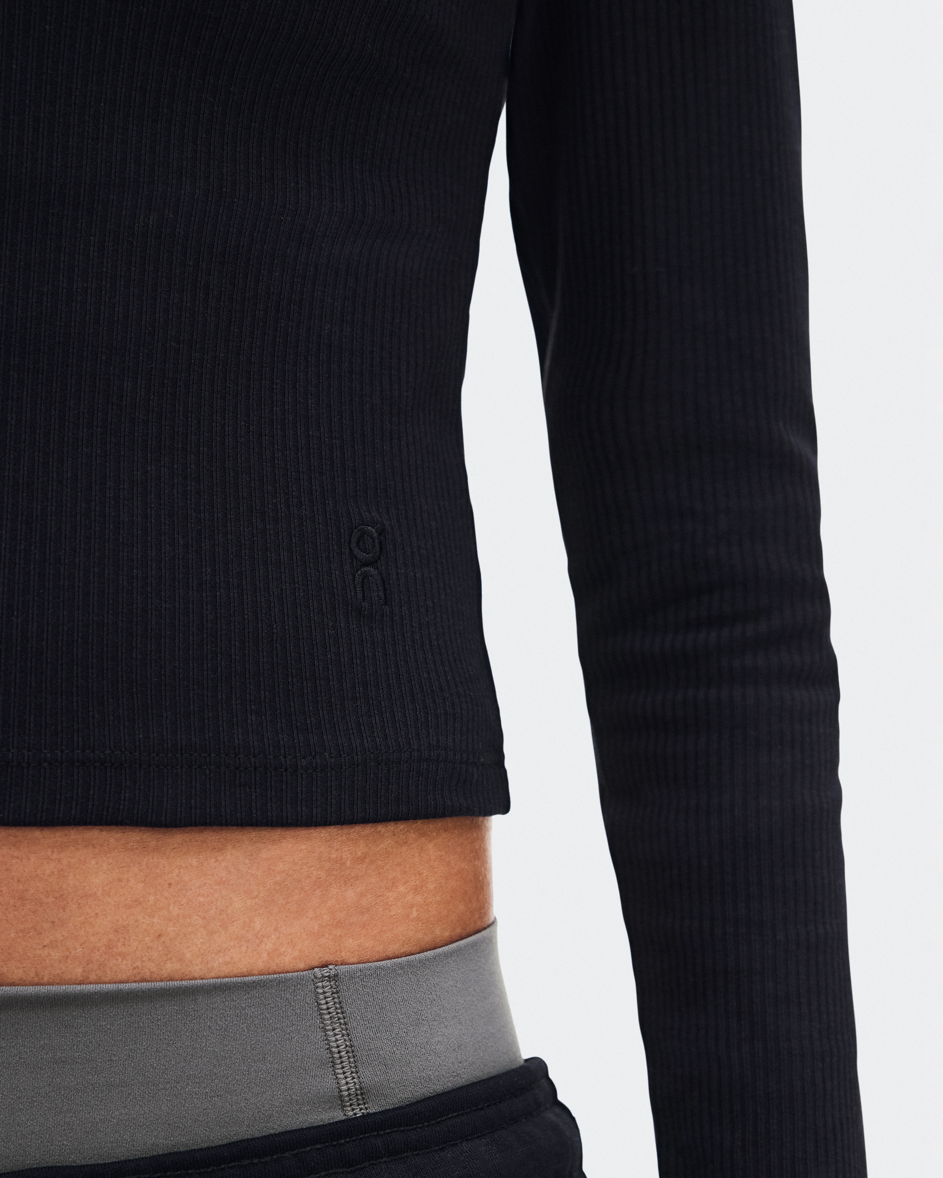 On All-Day Ribbed Long-T Black Women Tops and t-shirts