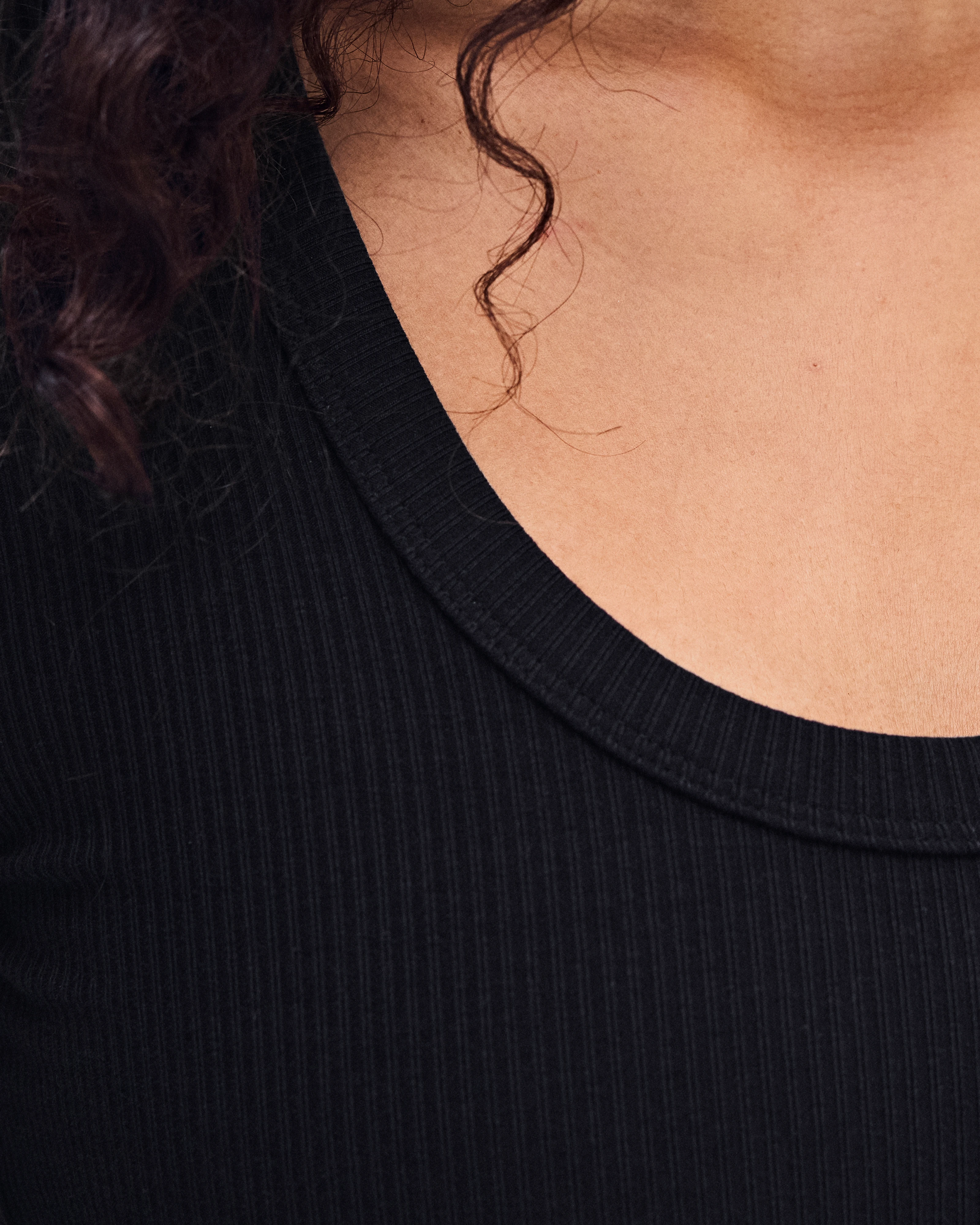 On All-Day Ribbed Long-T Black Women Tops and t-shirts