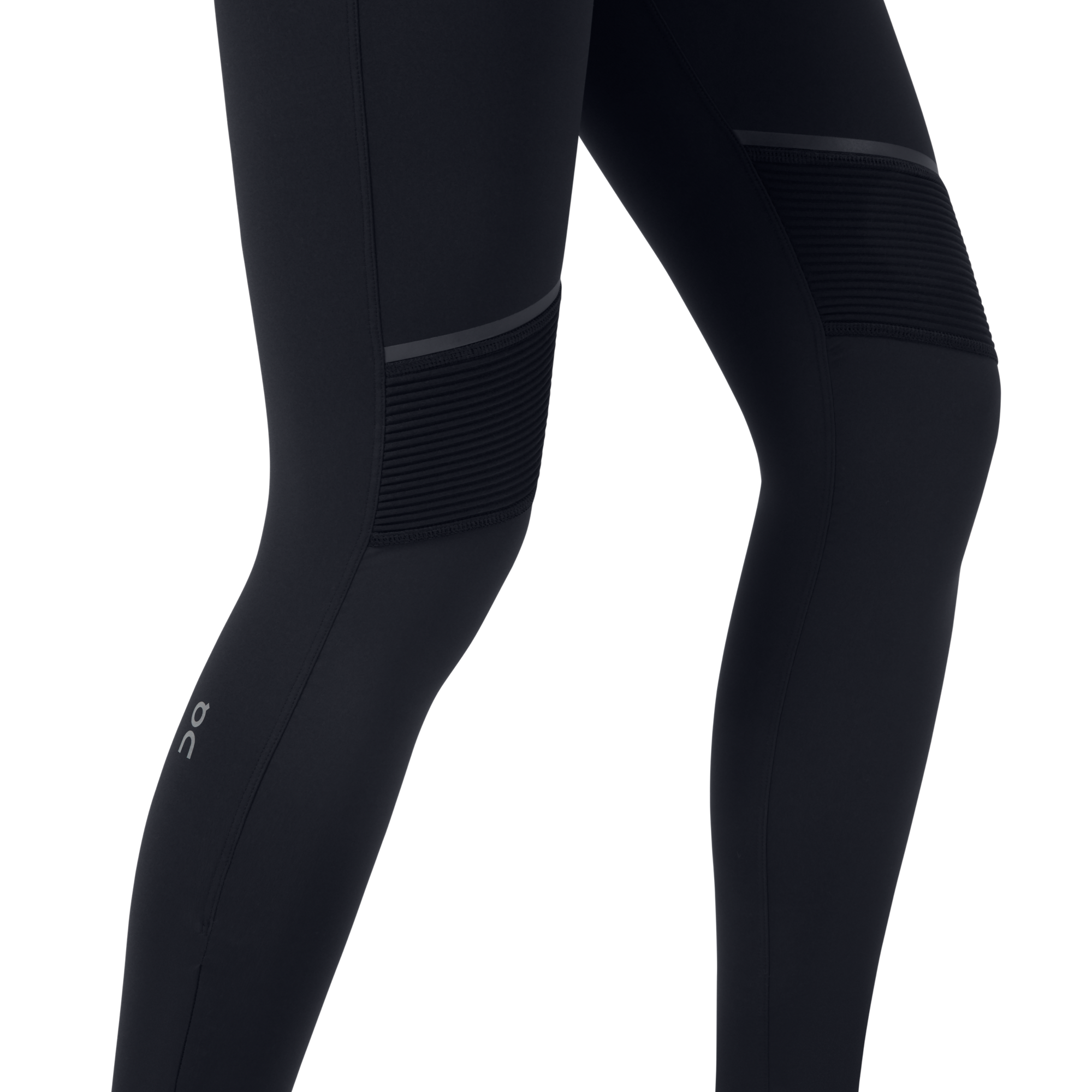 Women's Running Long Warm Leggings Warm+ Night - black with reflective  motifs