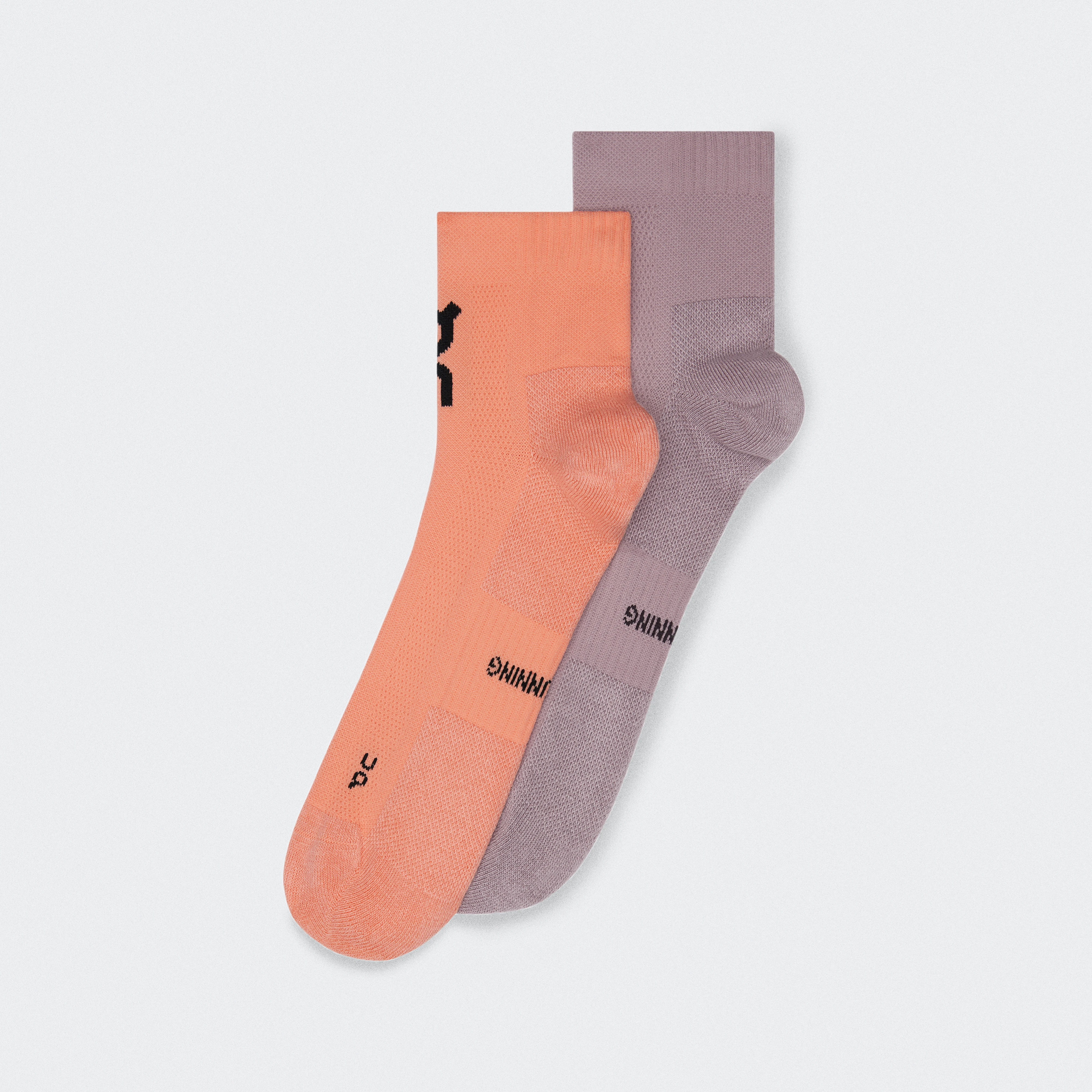 On Core Run Sock Mid 2P Sunstone & Heron Unissex – Corridas diárias, respirável, acolchoada Meias