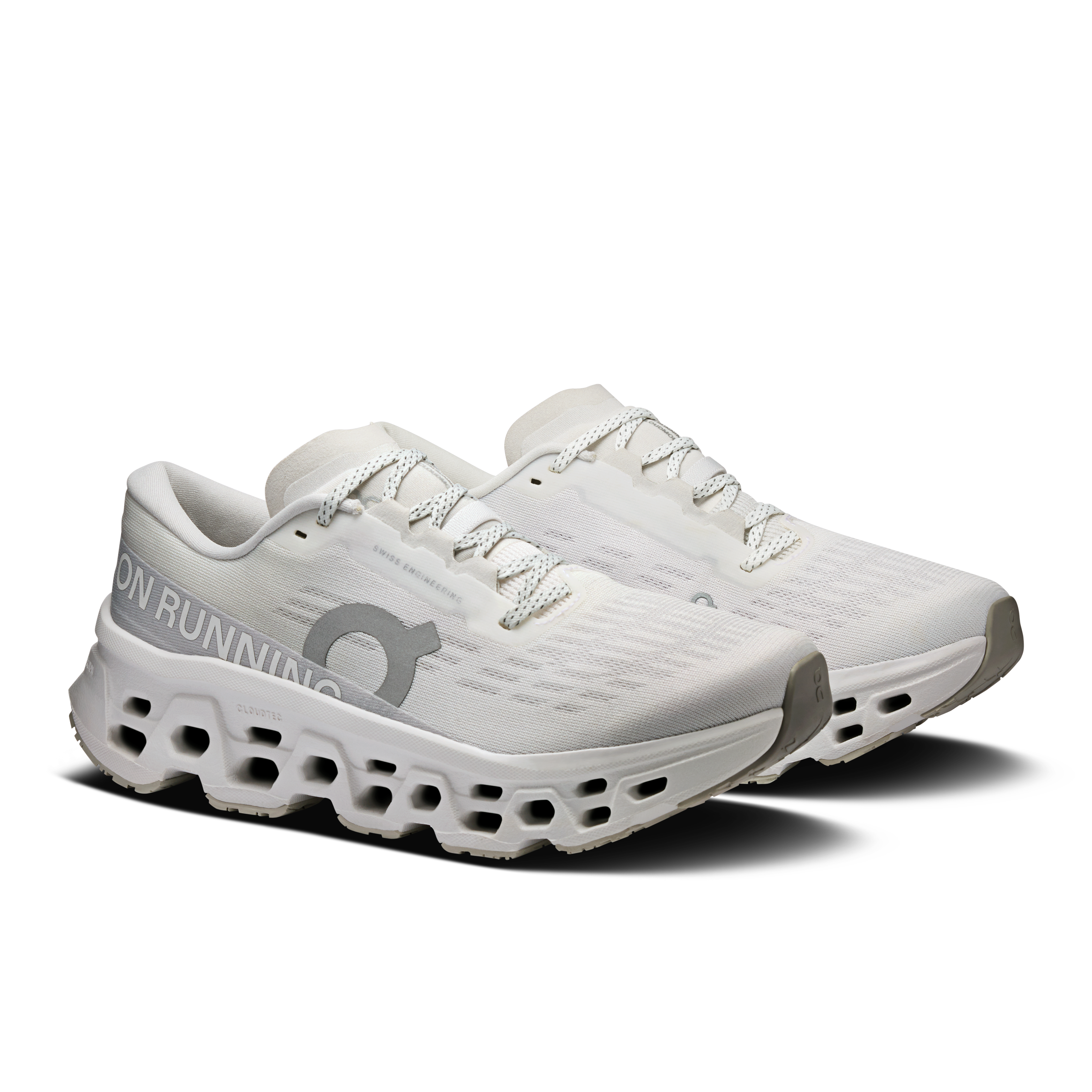 On Cloudmonster 3 White & Wolf Femme Running sur route Chaussures