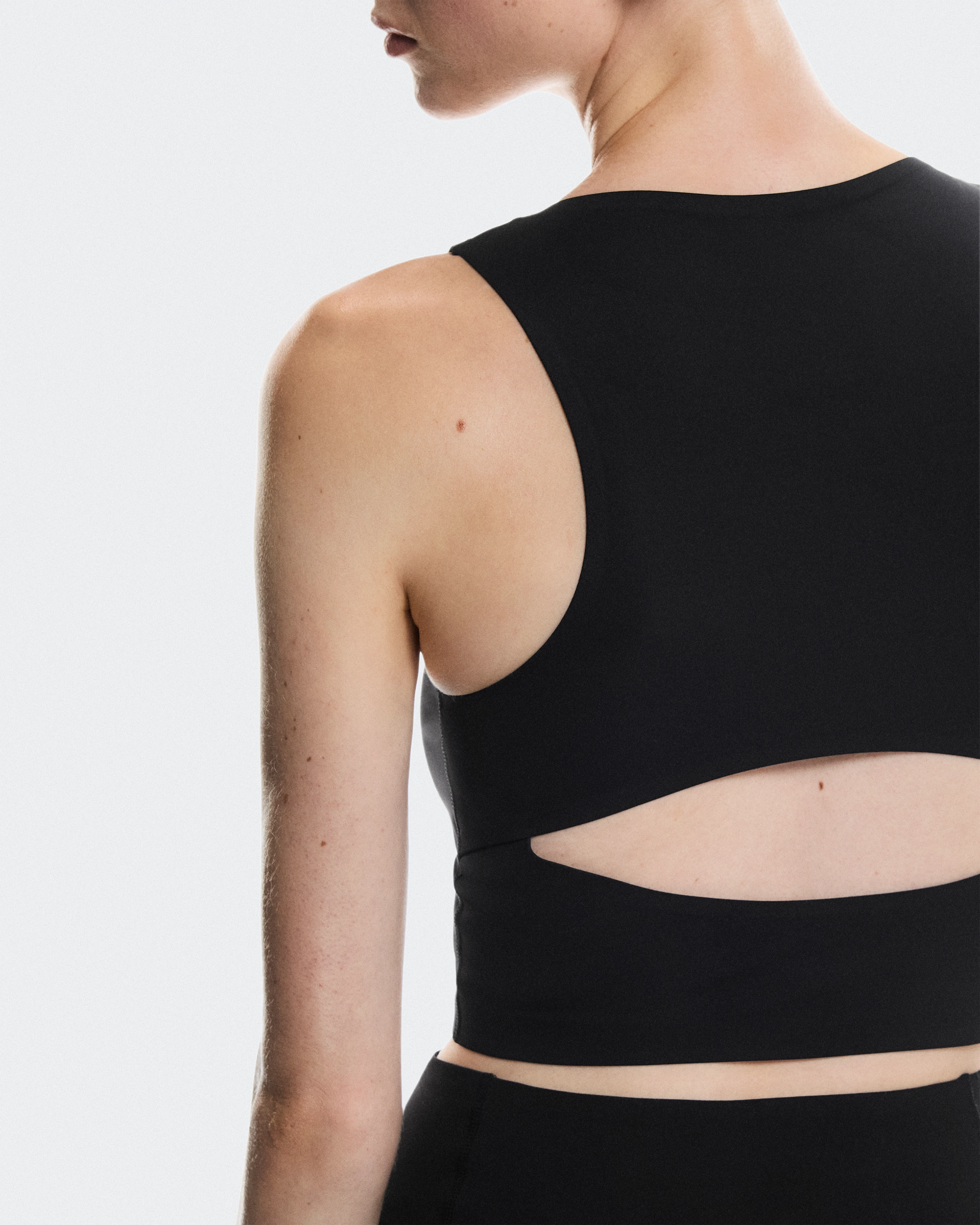 On Studio Open Back Crop Black Women Tops and t-shirts