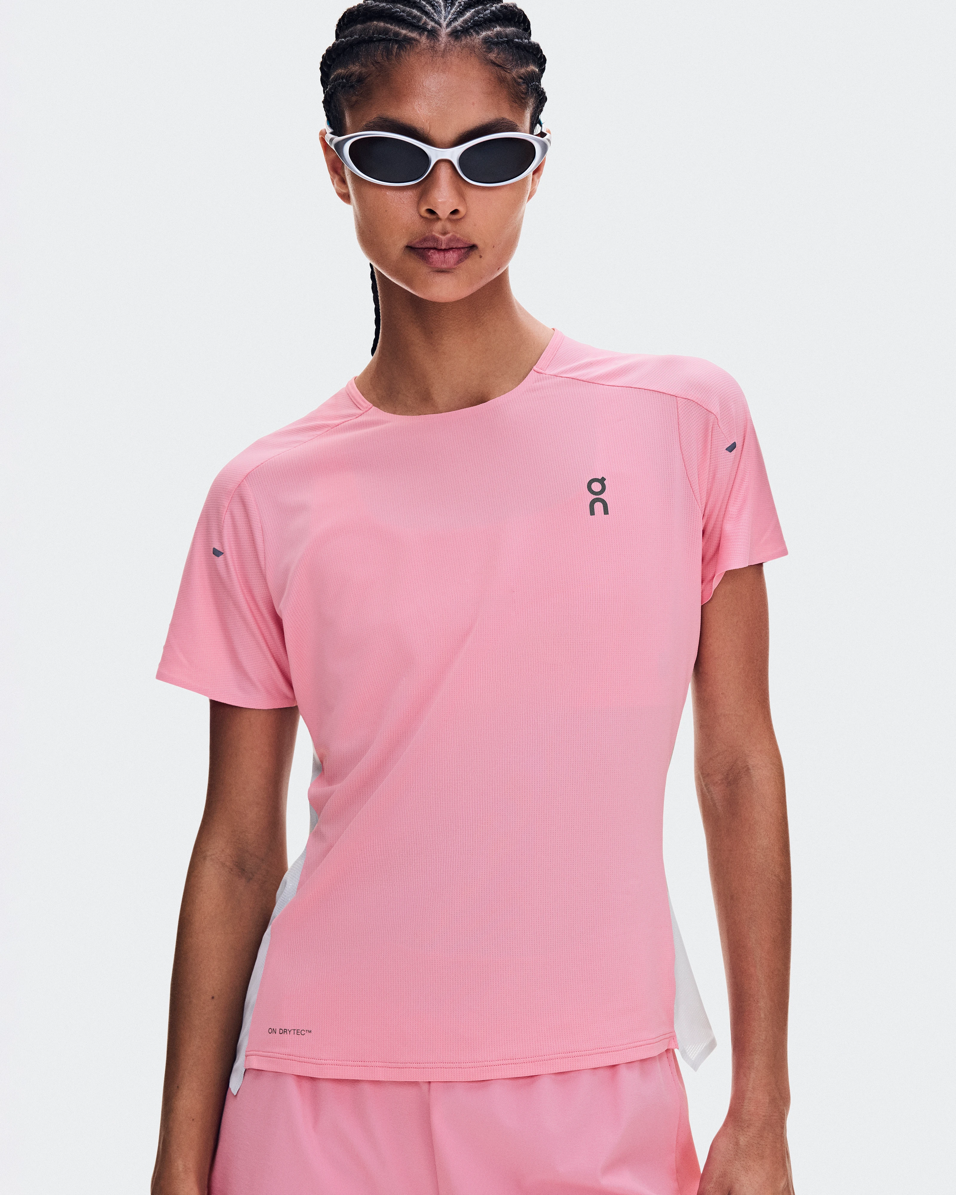 On Performance-T Magnolia & Glacier Femme – Running sur route, training par temps chaud Hauts et t-shirts