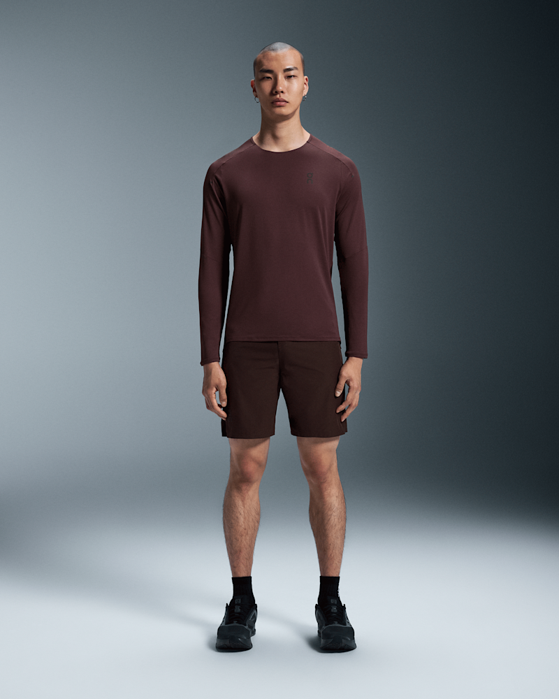 On Men's Performance Long-T Long-Sleeve Shirt in Mulberry/Ox, Size: Large, Polyester
