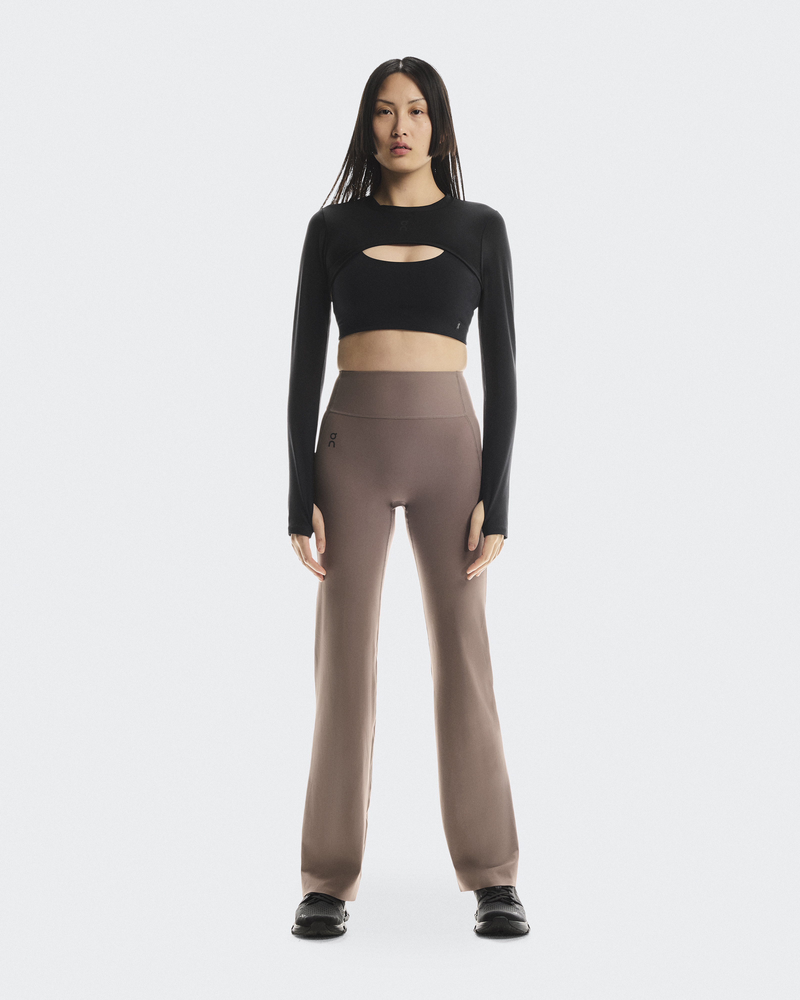 On Women's Studio Flared Tights 32" in Ash, Size: XL, Polyester