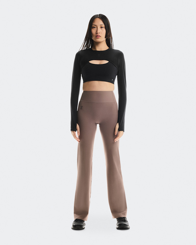 On Women's Studio Flared Tights 32" in Ash, Size: Small, Polyester