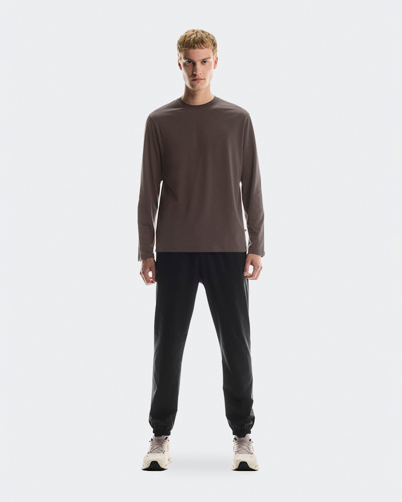 On Men's Focus Long-T Long-Sleeve Shirt in Pebble, Size: Small, Polyester/Mesh