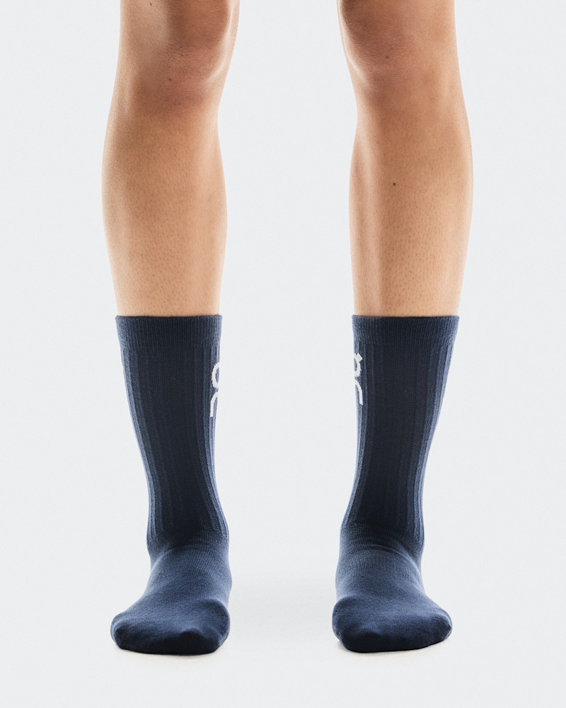 On Logo Sock High 3P in Navy, Size: W 8 - 10.5, M 7 9, Polyamide