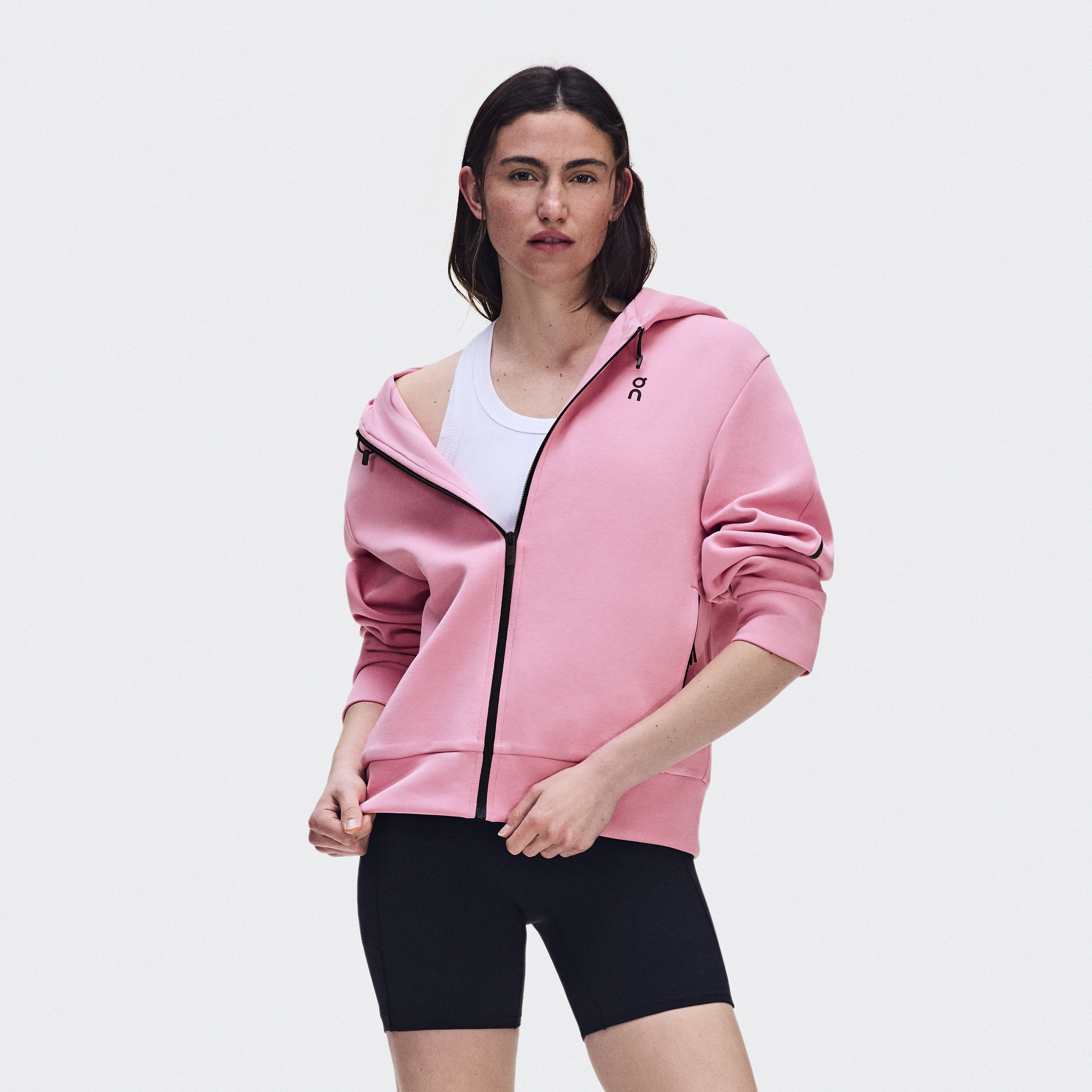 Focus Tech Zip Hoodie in Magnolia