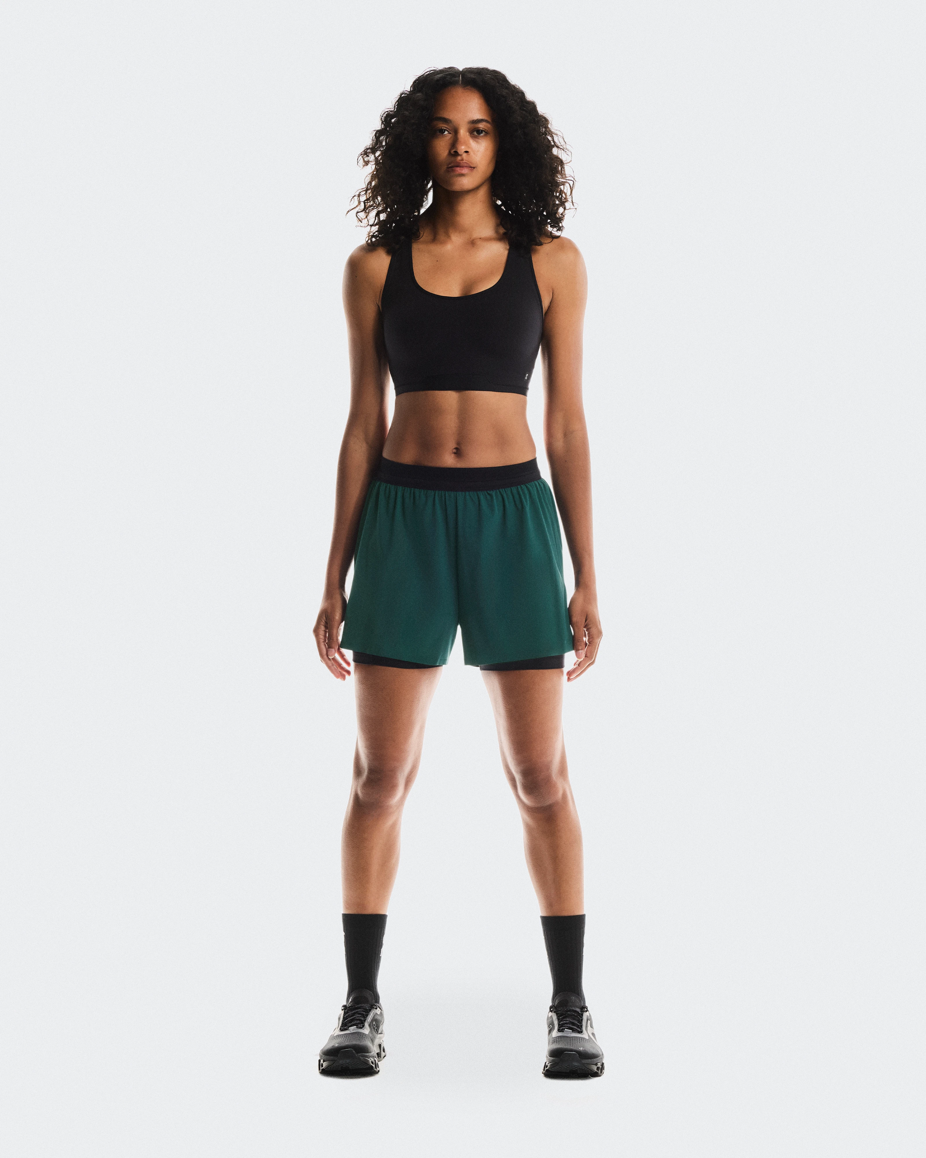 On 3" Performance 2/1 Shorts Spirulina & Black Women Shorts