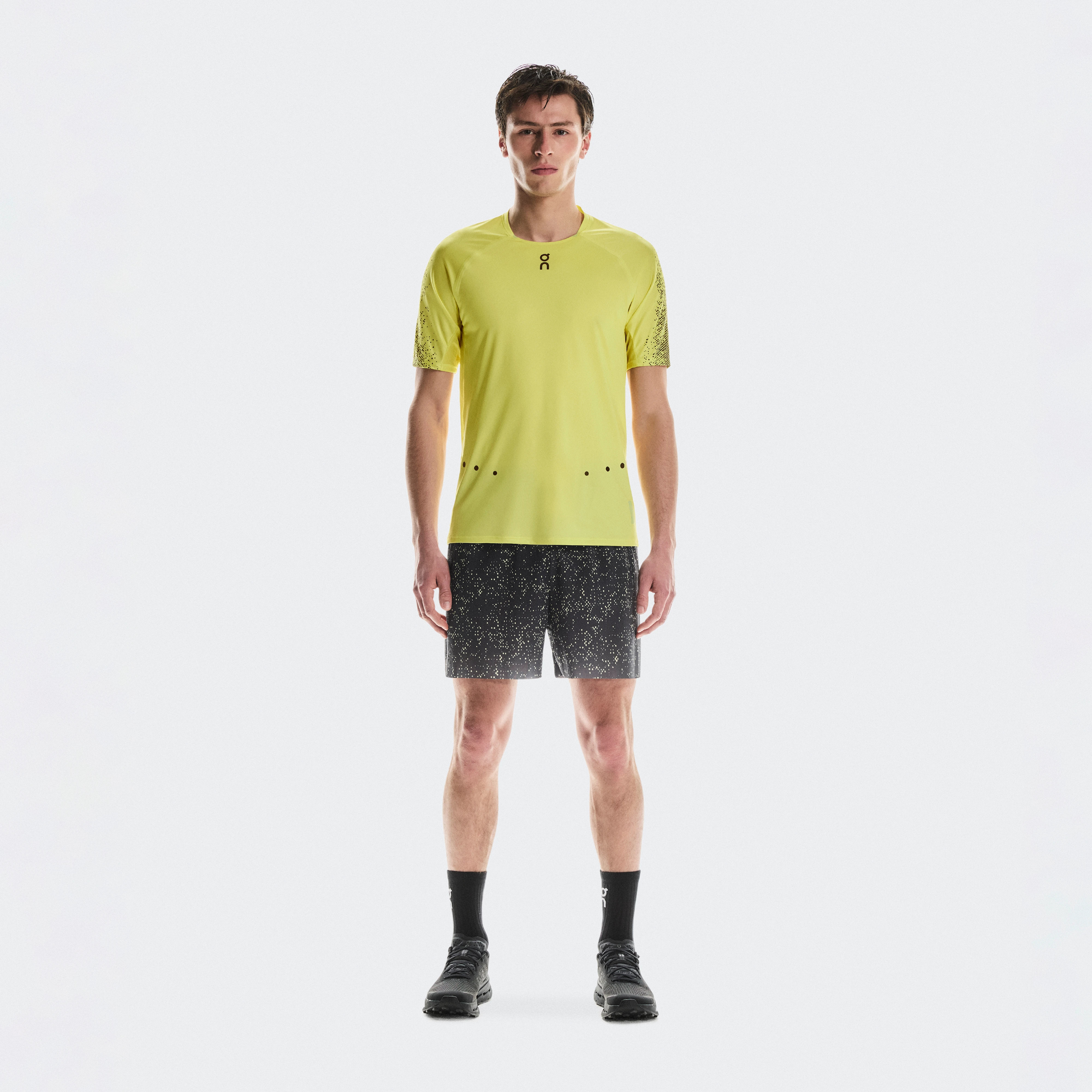 On Ultra Shorts Grey Yellow Men Men – Trail running, outdoor, pockets Shorts