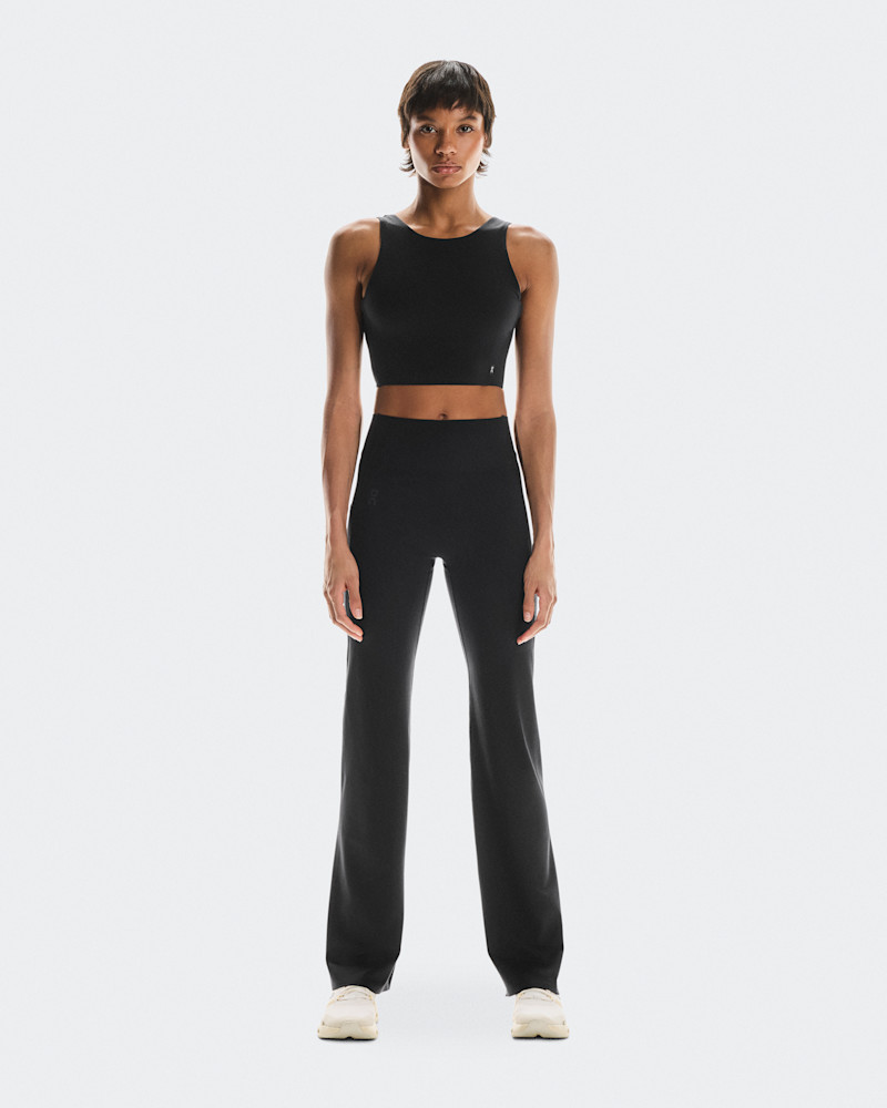 On Women's Studio Flared Tights 32" in Black, Size: XL, Polyester