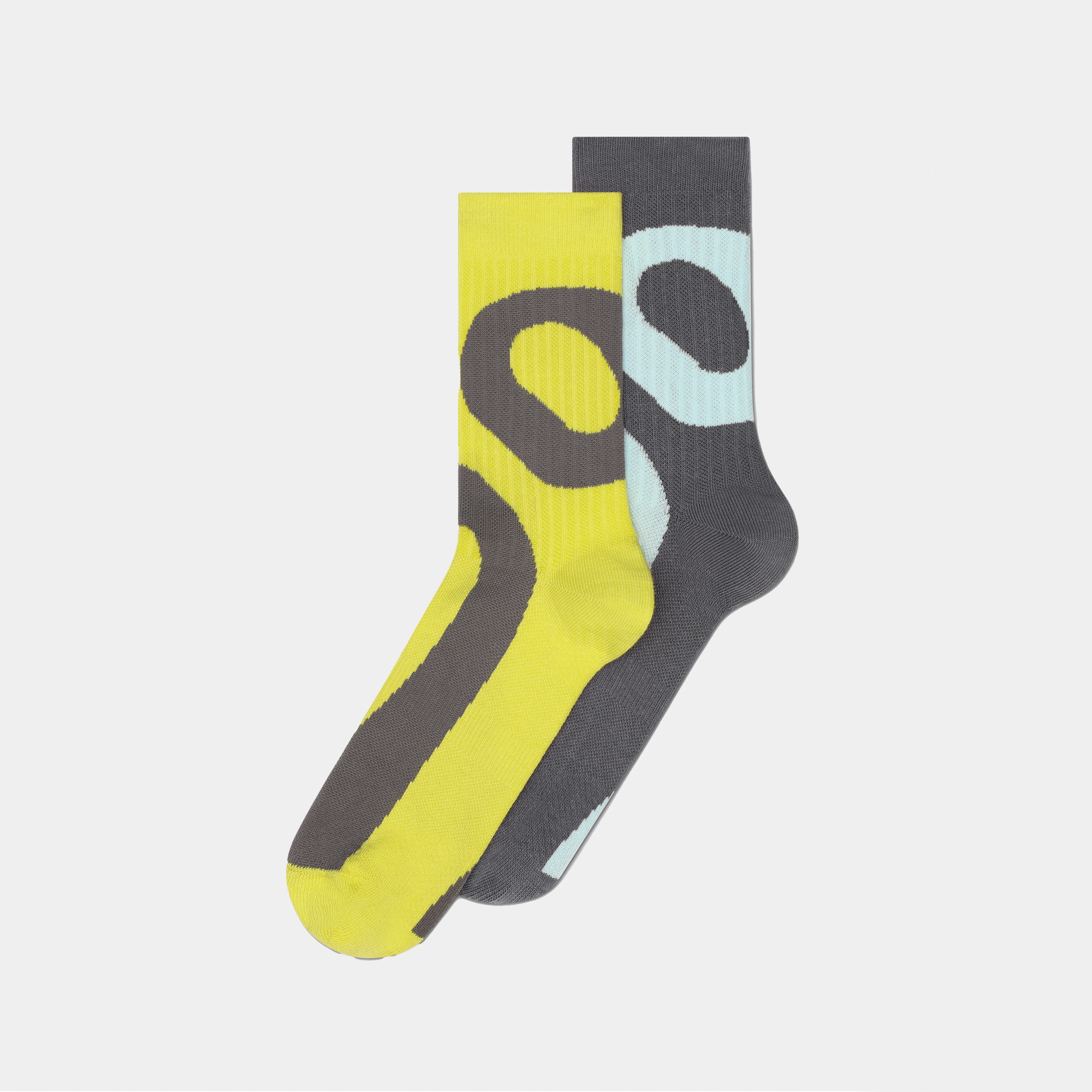 On Liquid Logo Sock High 2P Yellow Grey Unisex Unisex – All day, super soft, graphic design Socks