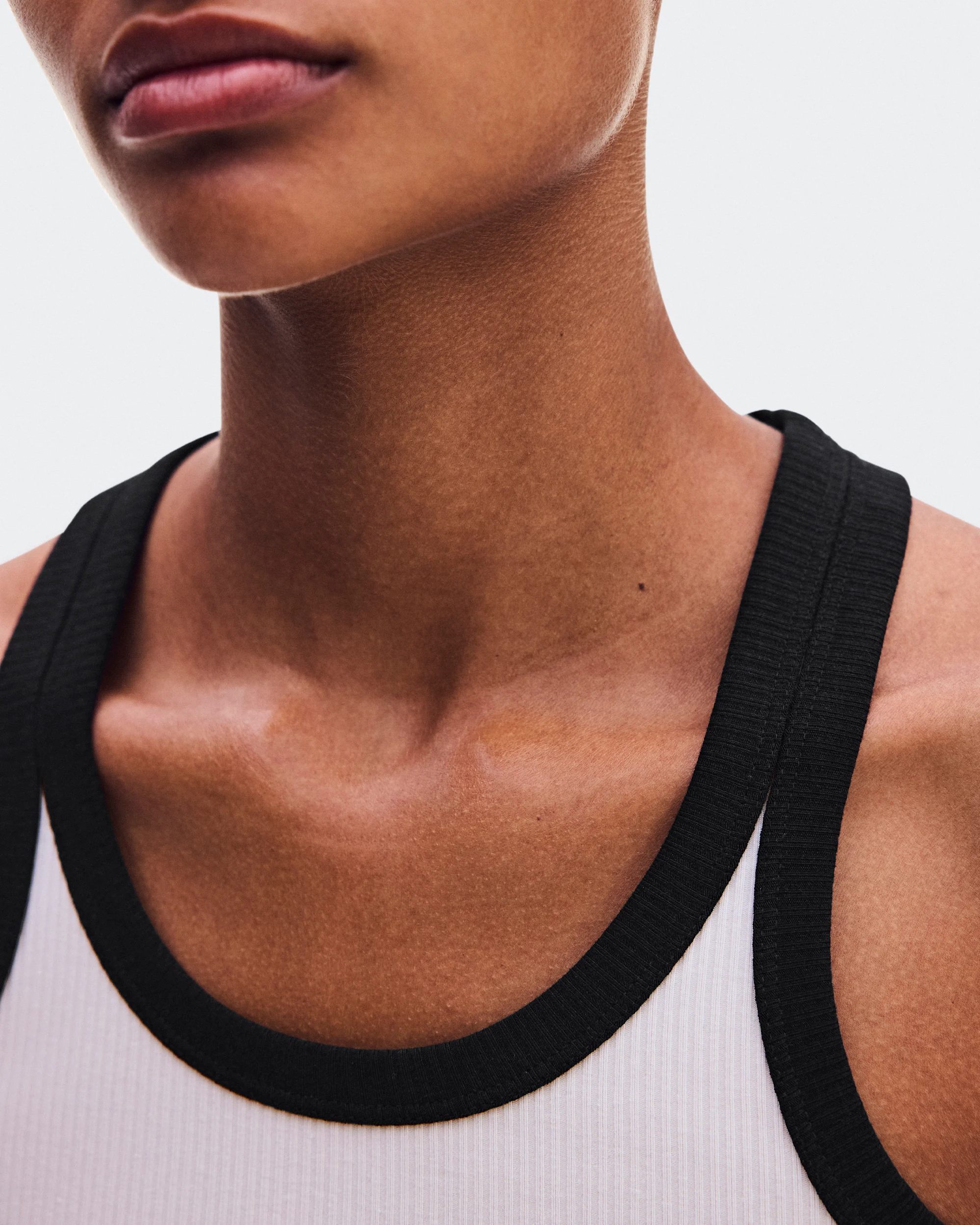 Women's All-Day Ribbed Tank Ivory | Black - thumbnail 4