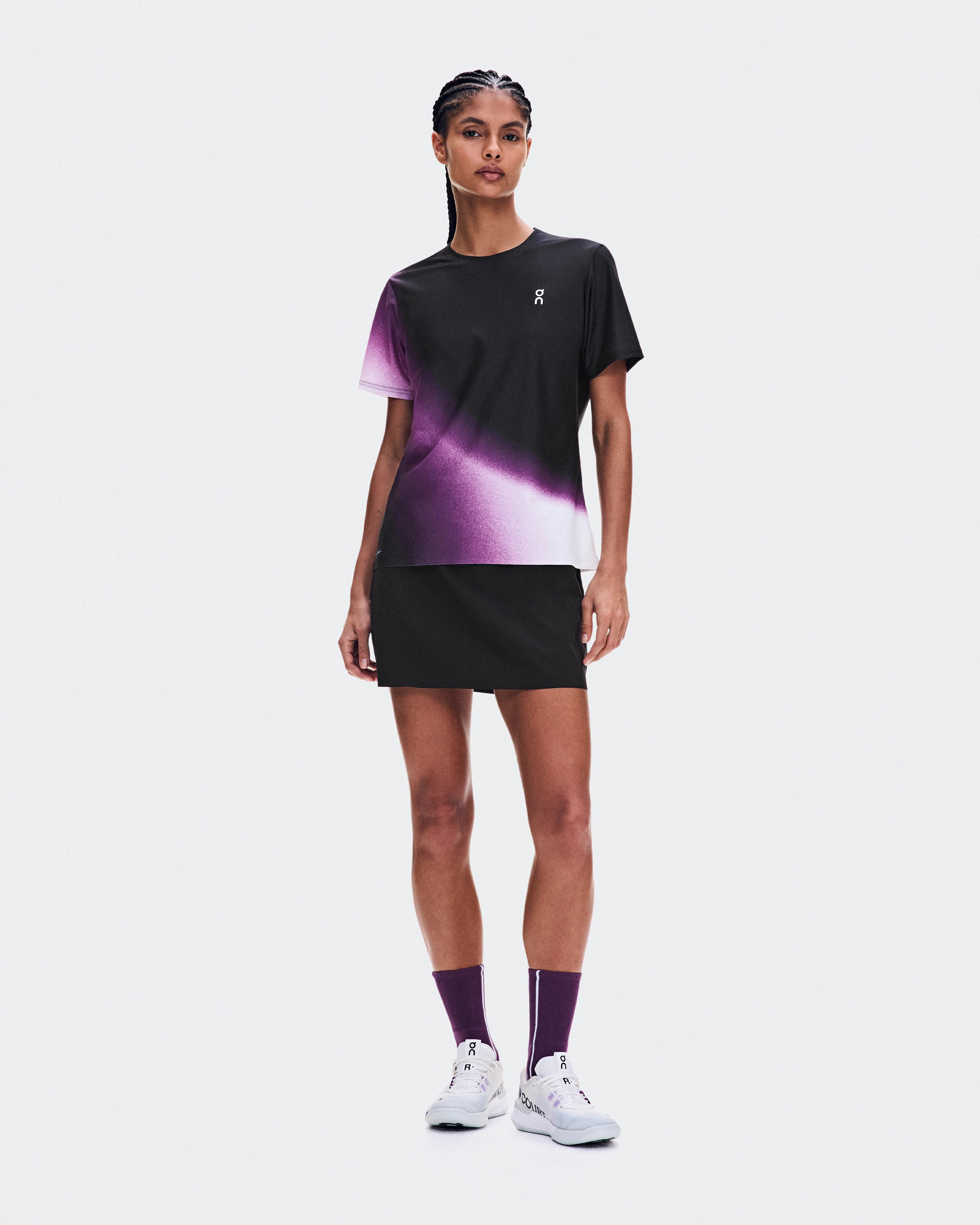 On Court-T Swing Black & Cassis Women Tops and t-shirts