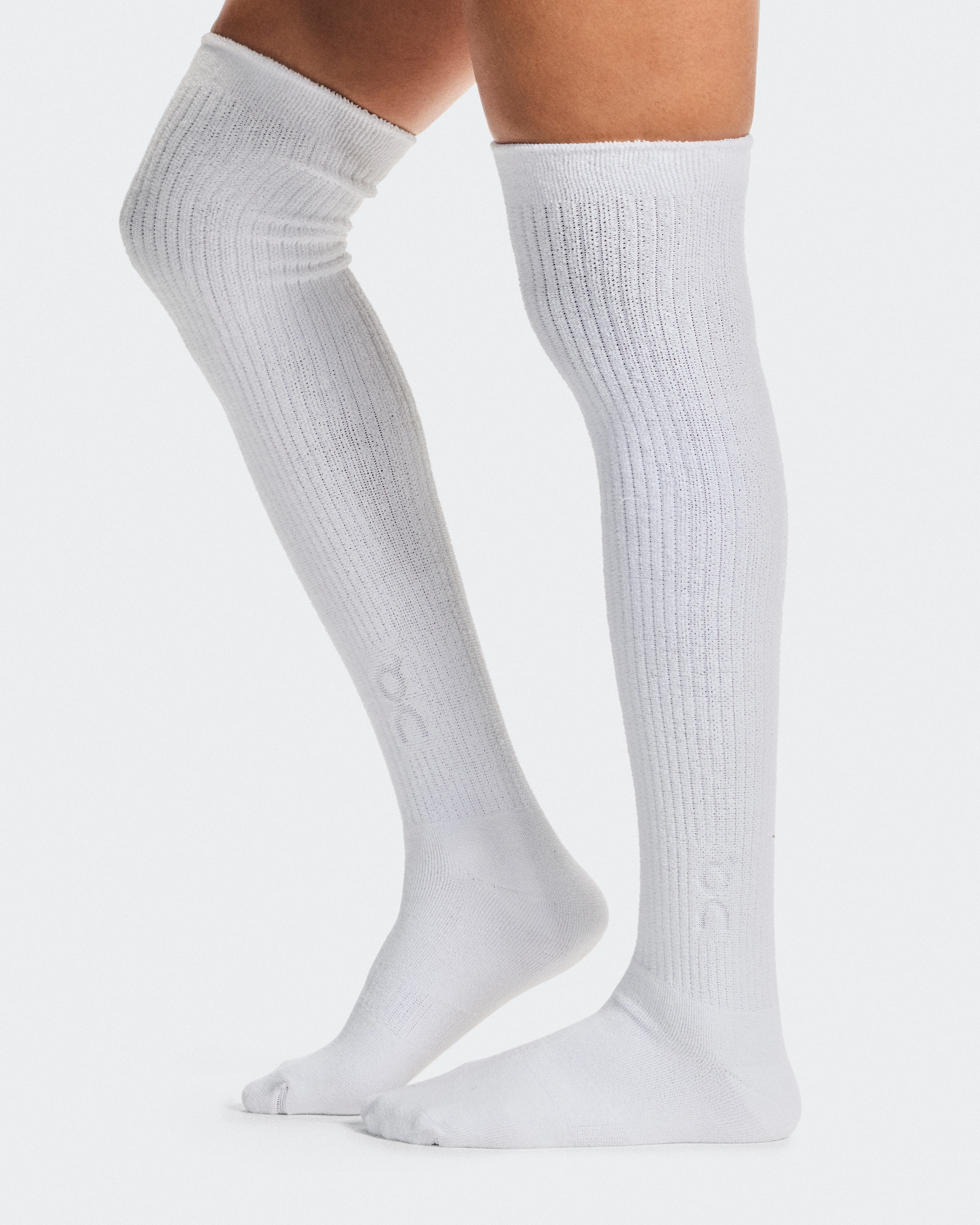 On Terry Sock Knee High White Unisex Socks