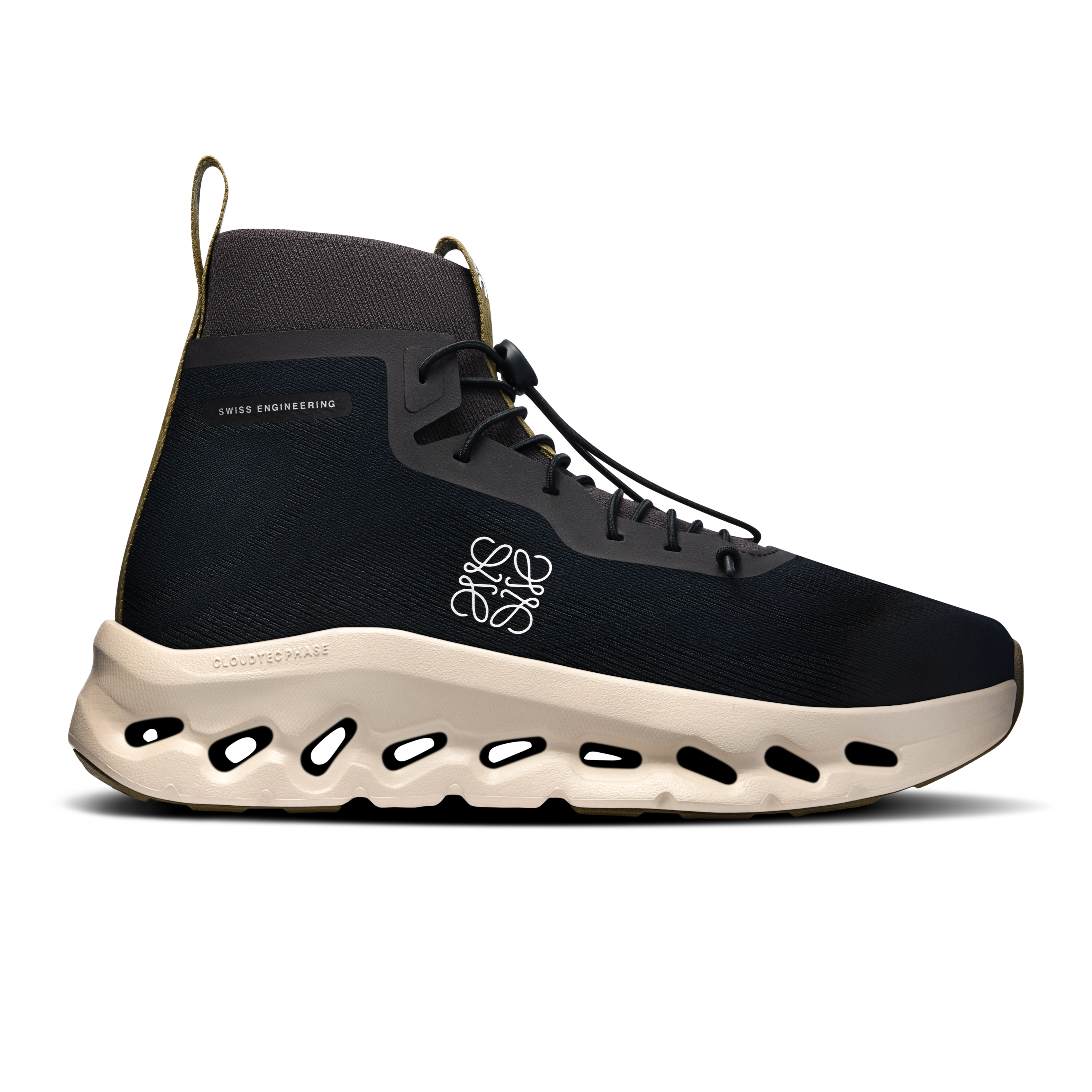 Cloudtilt Hi LOEWE Lifestyle Shoe in Black/Oatmeal Olive