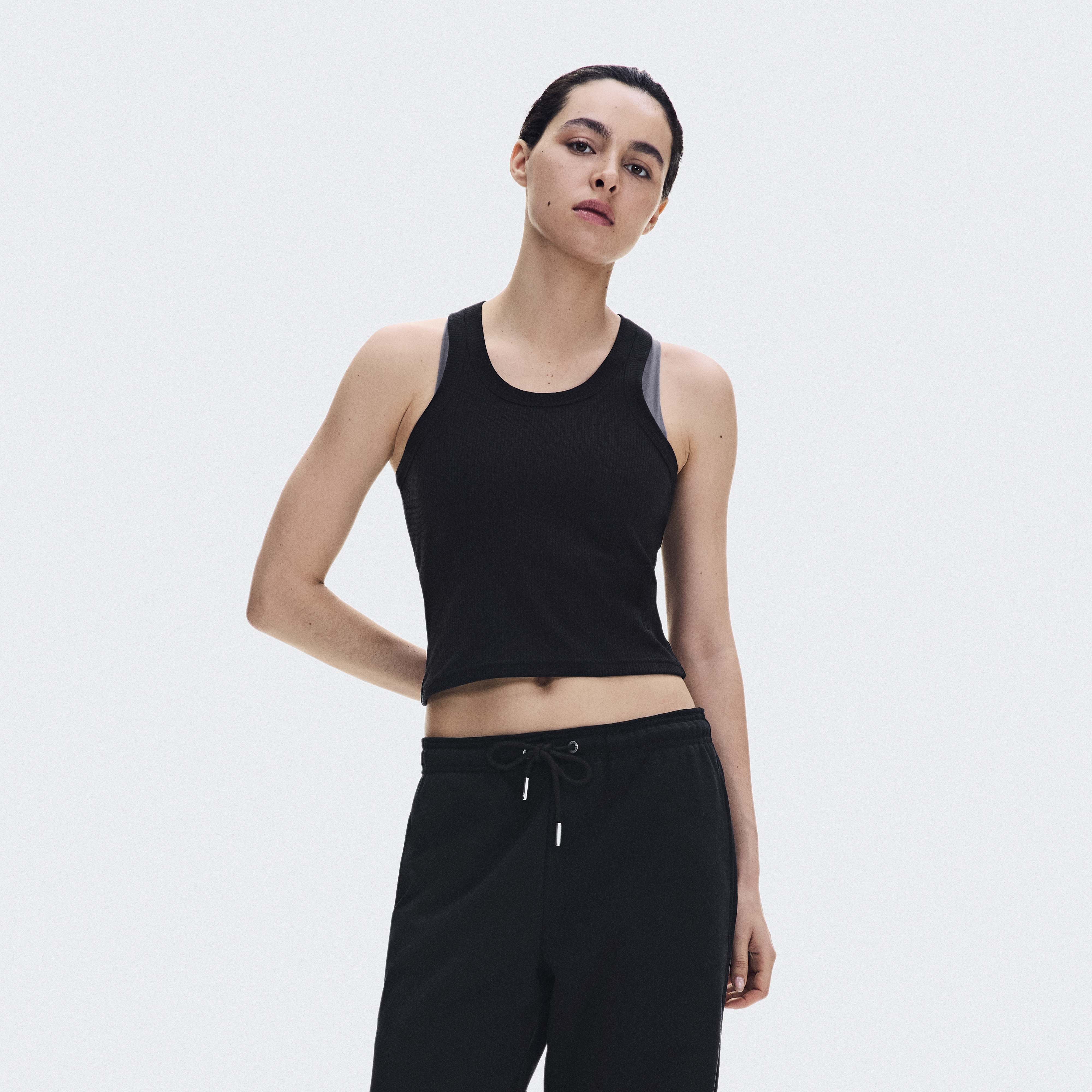 All-Day Ribbed Tank Top in Black