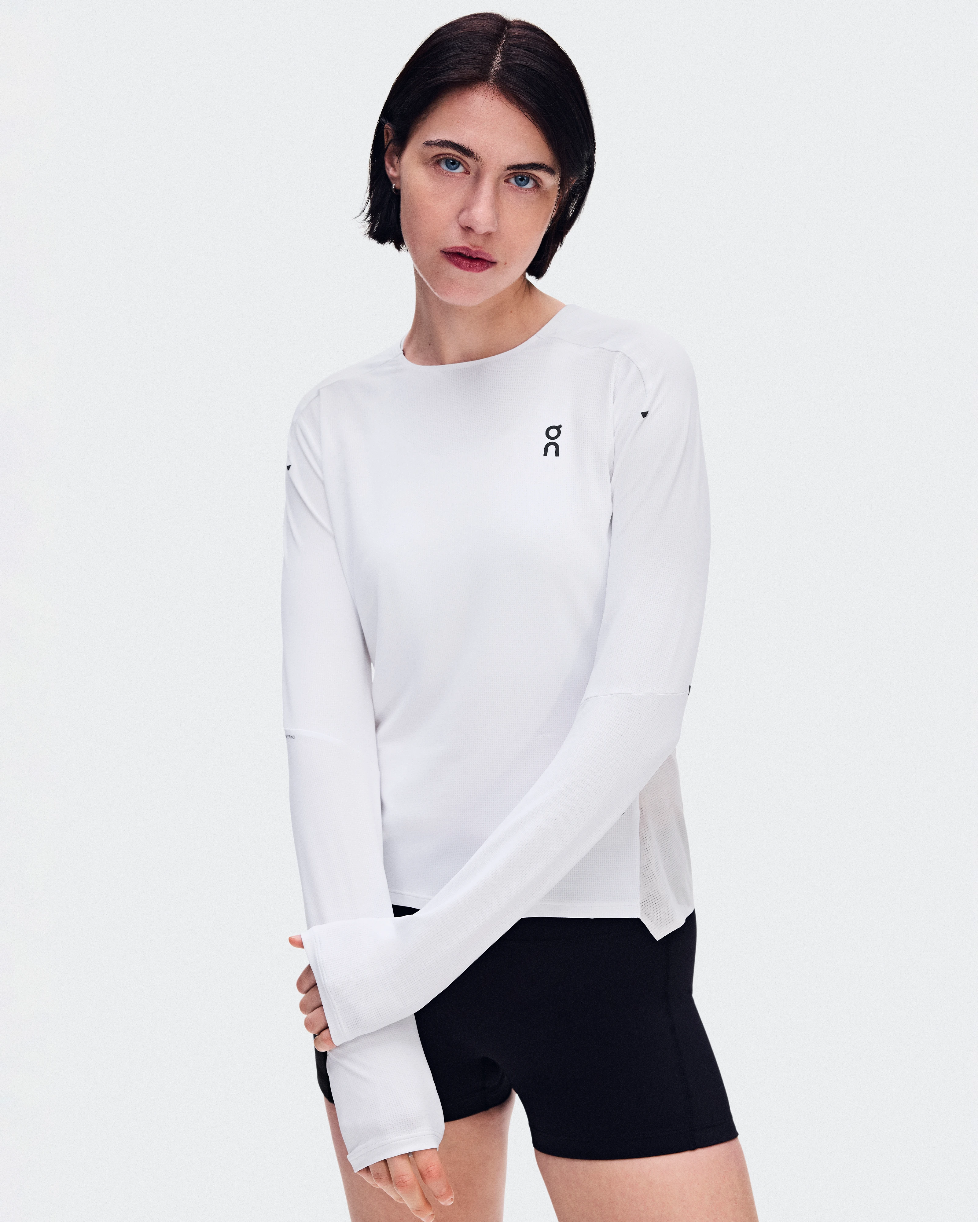 On Performance Long-T White & Silver Women Tops and t-shirts