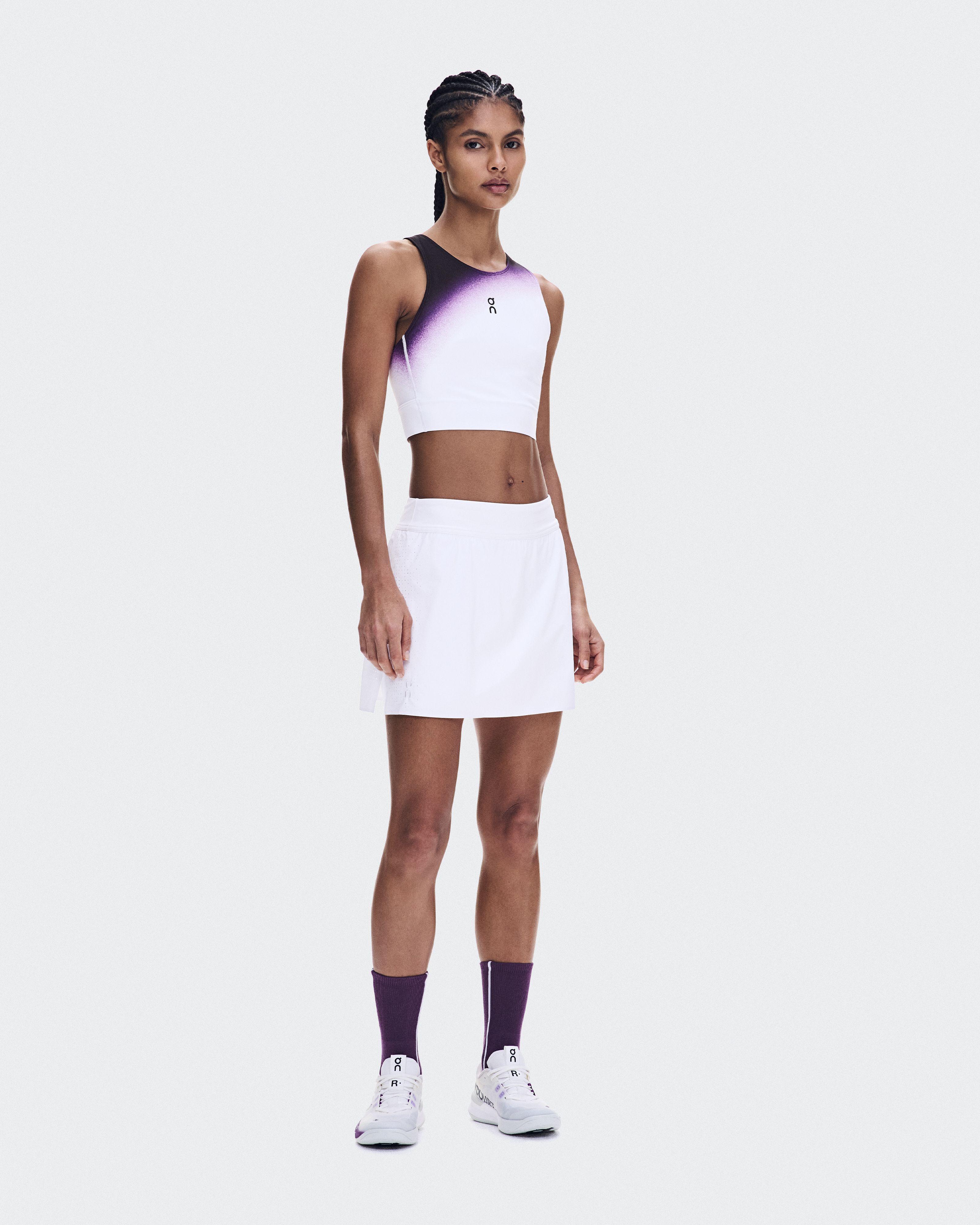 Court Crop Top Swing Shirt in White/Cassis