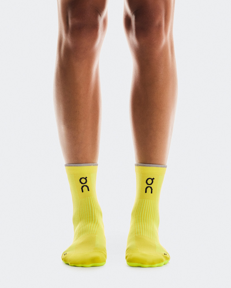 On Elite Run Sock Mid in Lime, Size: W 9.5-11, M 8-9.5, Polyamide/Polyester