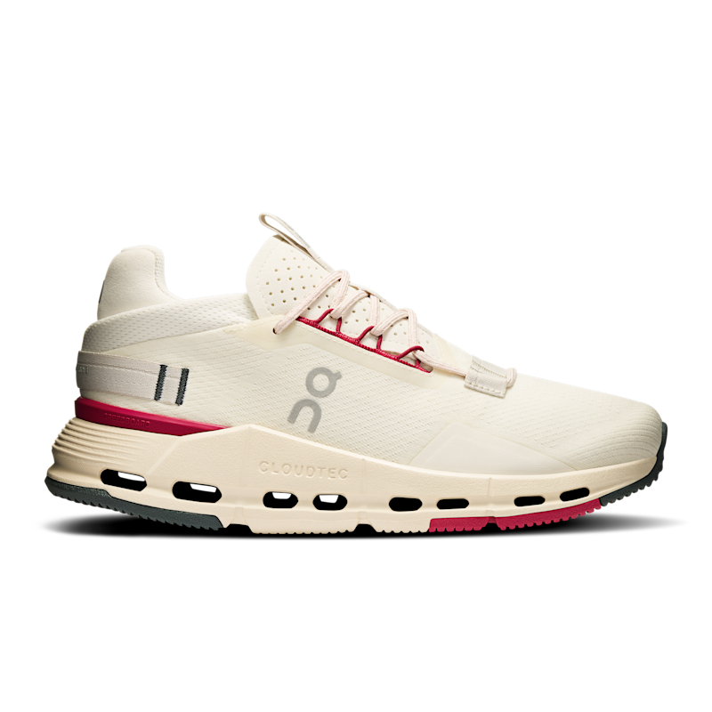 On Women's Cloudnova 2 Lifestyle Shoe in Ivory/Grenadine, Size: 7, Recycled Polyester